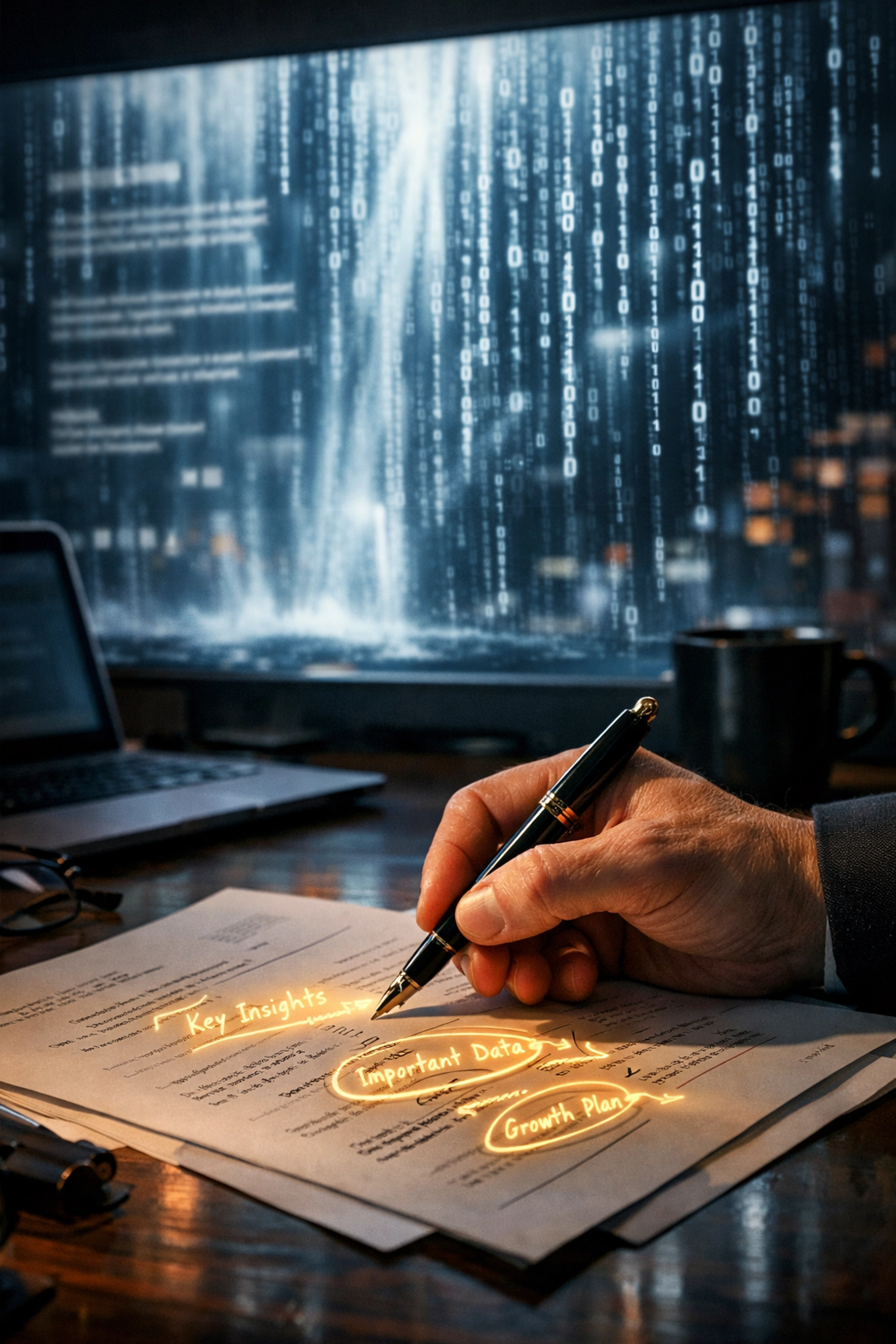 Hand-written notes on paper over digital code, representing human expertise in 2026 SEO strategies.