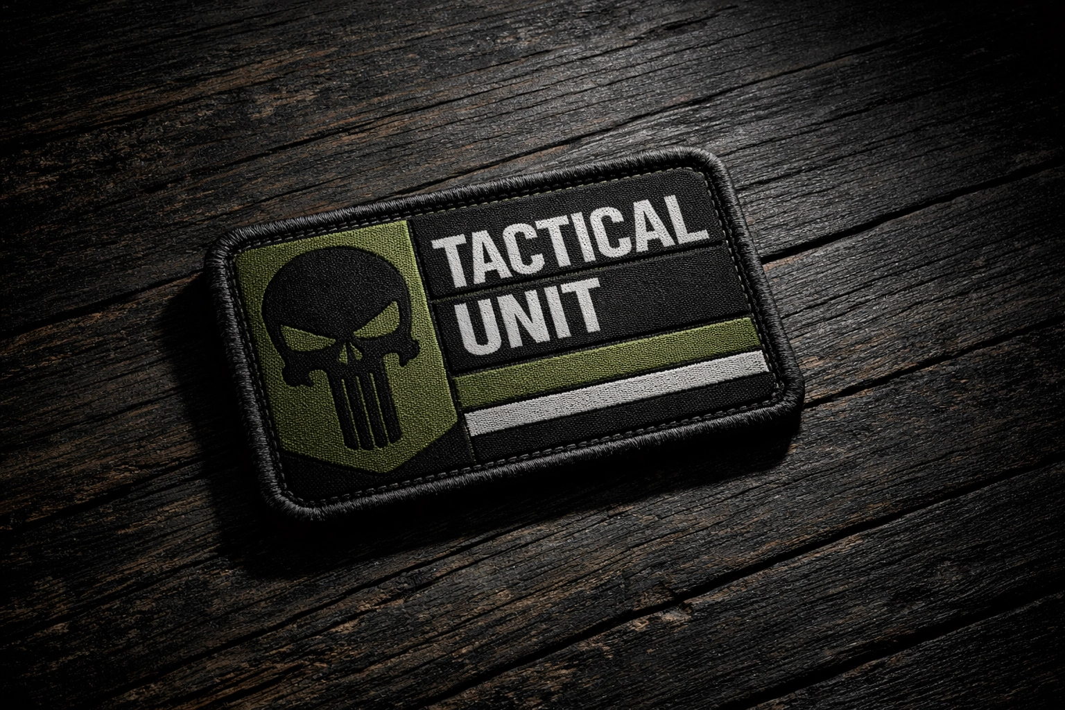 Tactical morale patch on weathered wood representing Thirty Seconds Out brand philosophy