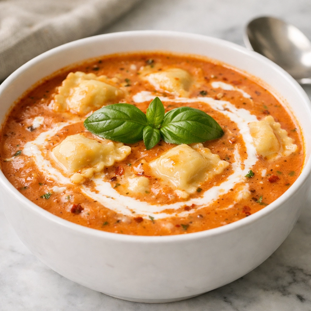 15 Simple Pasta Dinners for Stress-Free Nights 5-ingredient creamy ravioli soup in a rich tomato-basil broth, a simple weeknight meal.