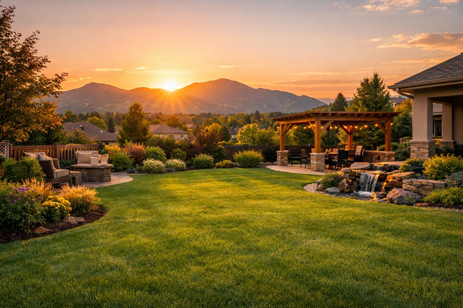 A lush, restored backyard landscape following a high-quality septic installation in Arapahoe County.
