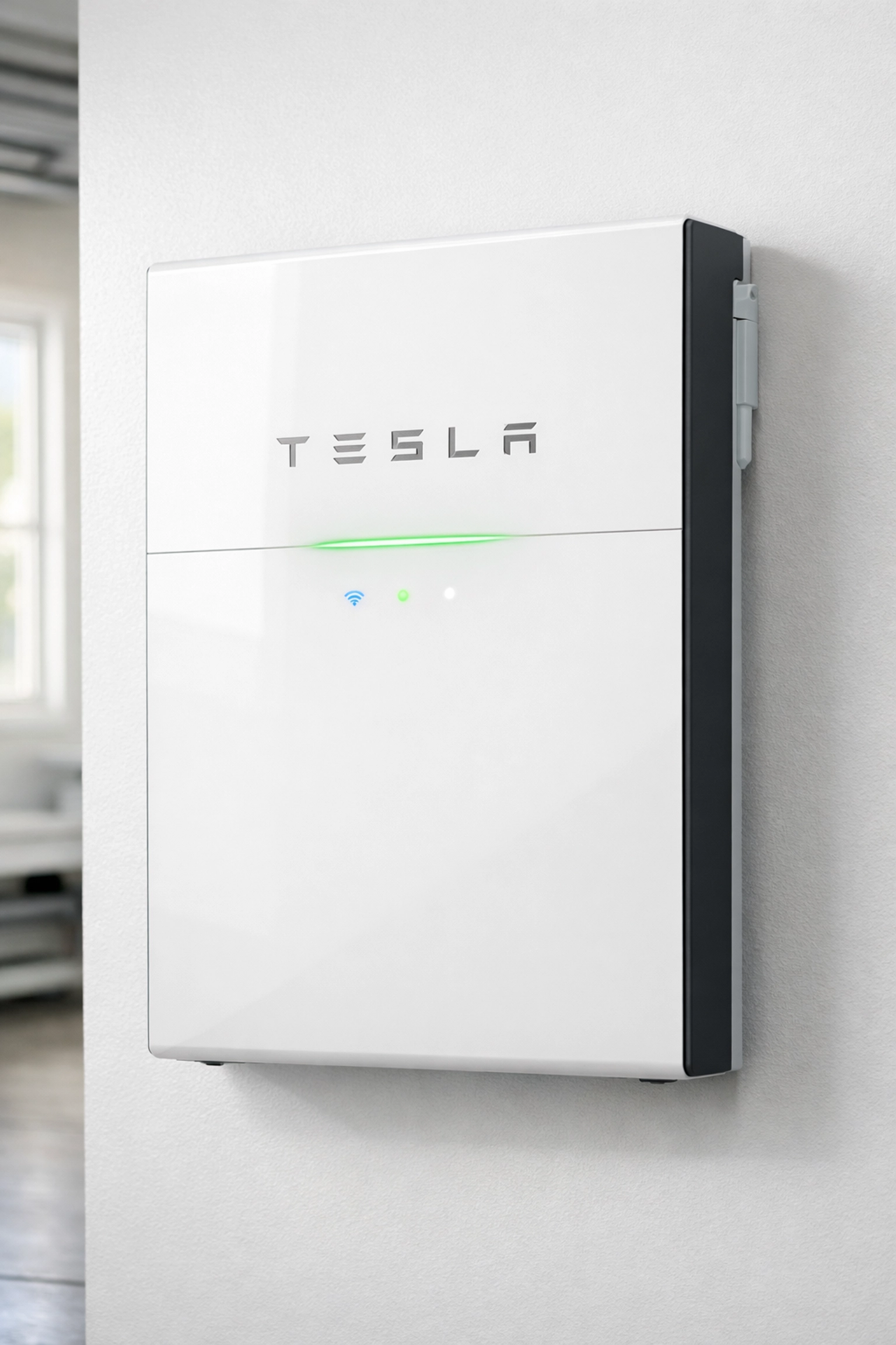 Tesla Powerwall 3 battery storage unit mounted on home wall