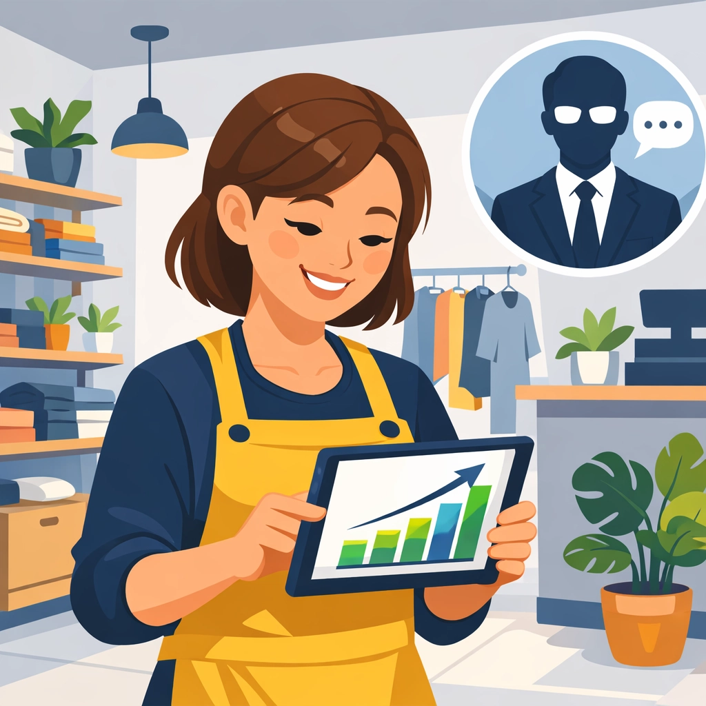 Small business owner reviewing financial growth with a virtual concierge tax professional.