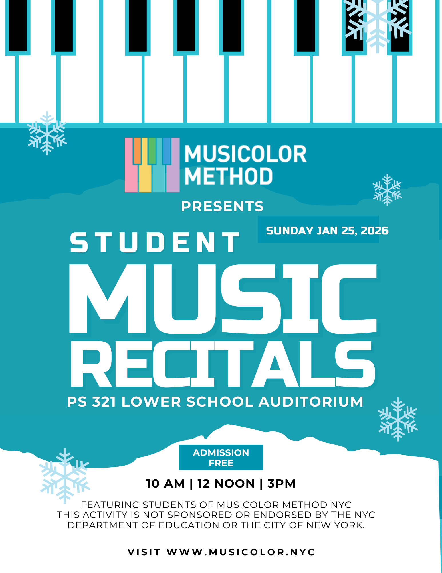 Musicolor Method NYC Student Recitals Flyer