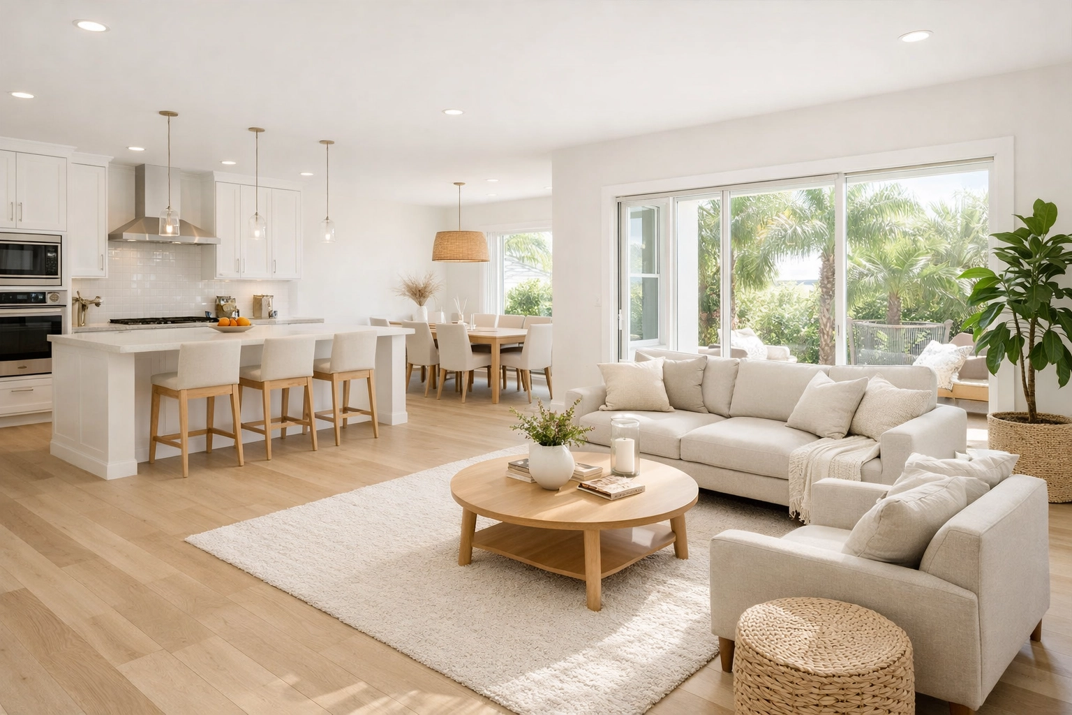 Open floor plan Orlando home remodeling with hardwood floors and natural light