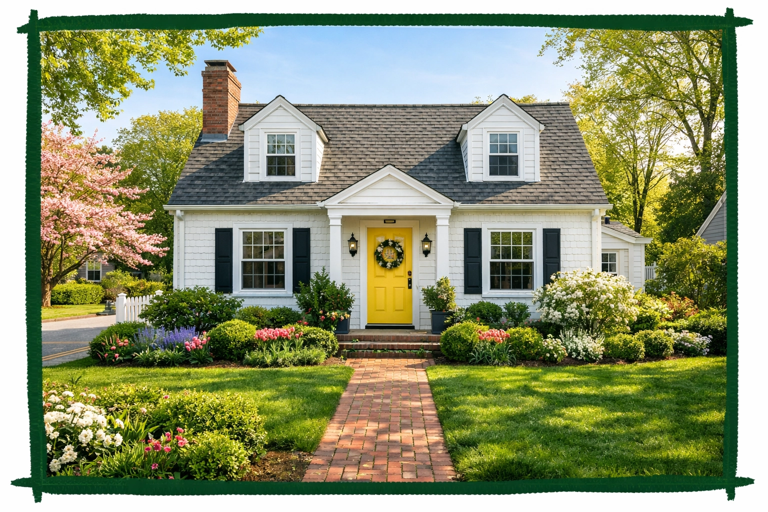 A charming white shingled Connecticut cottage representing the dream home for out of state buyers.