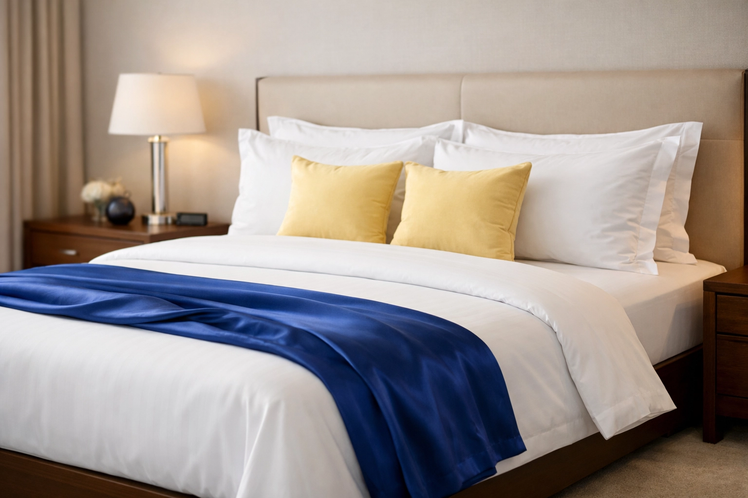 Impeccably made bed in a Walpole home showing the detailed touch of a premium cleaning service.