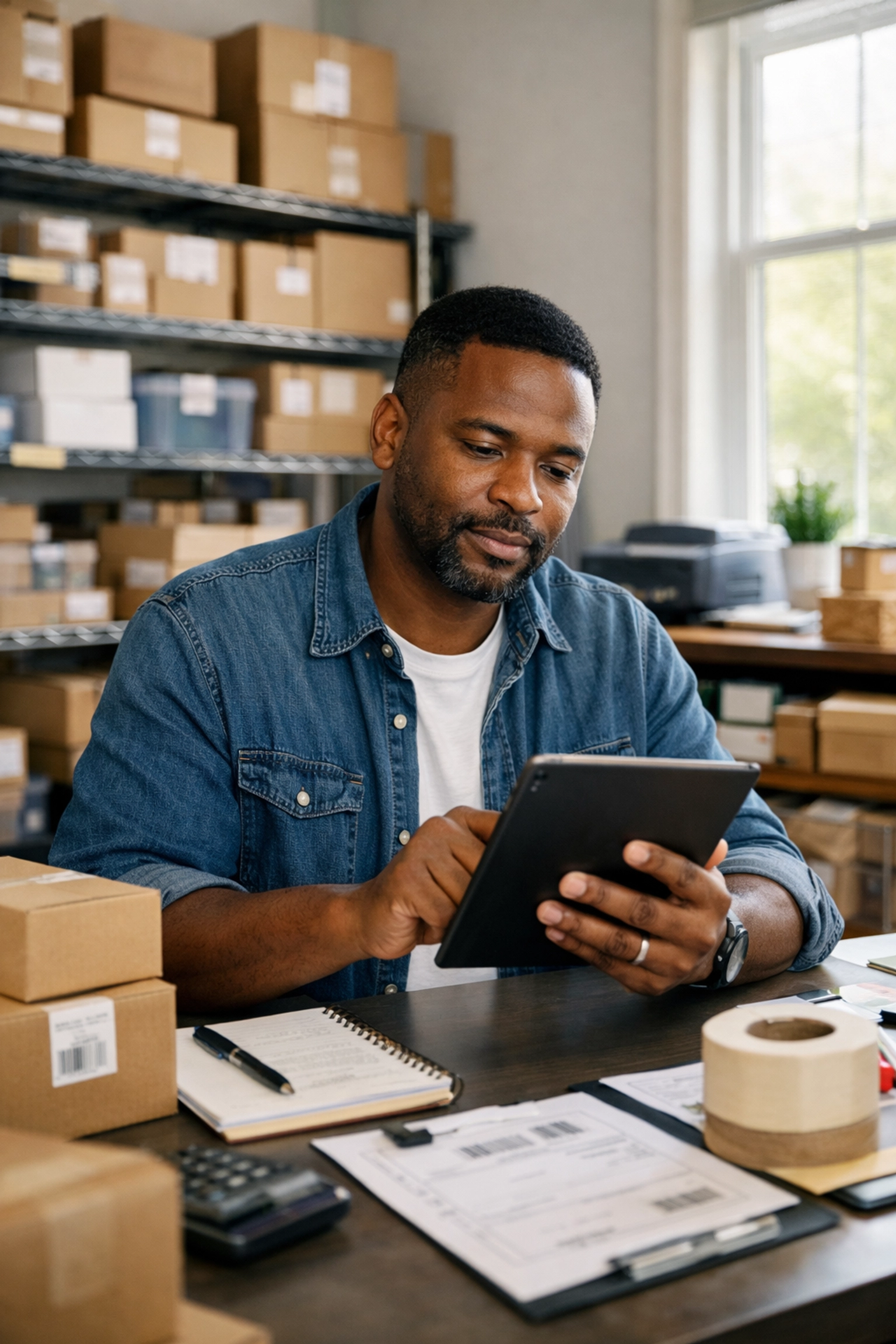 Home-based business owner managing growing inventory and operations