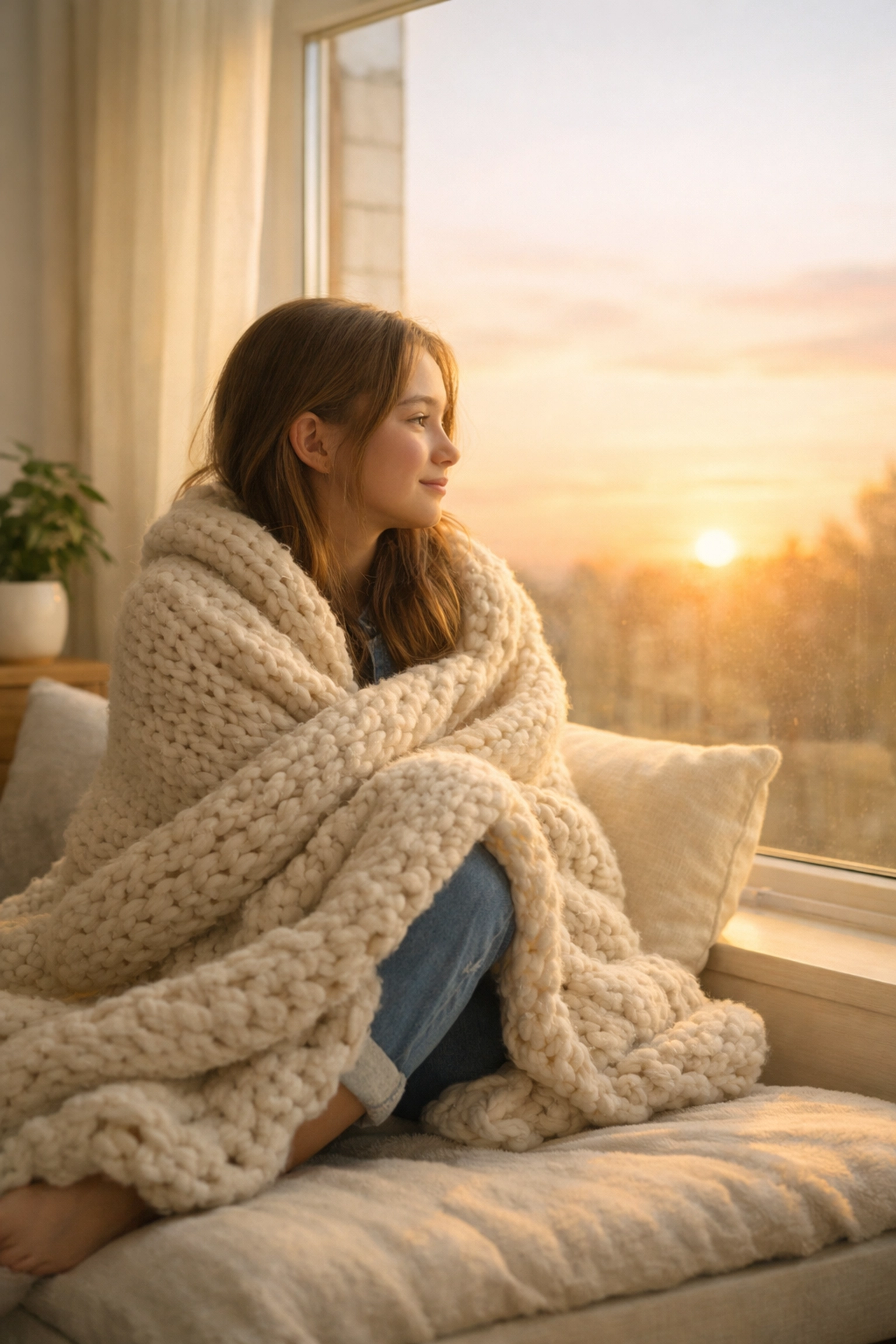 Teen girl reflecting at sunrise, seeking residential treatment for teen depression.