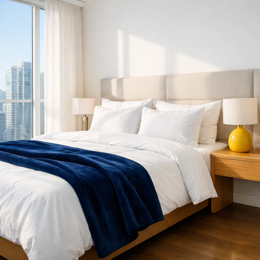 Clean, organized apartment bedroom in Leominster MA after a quick daily house cleaning session.