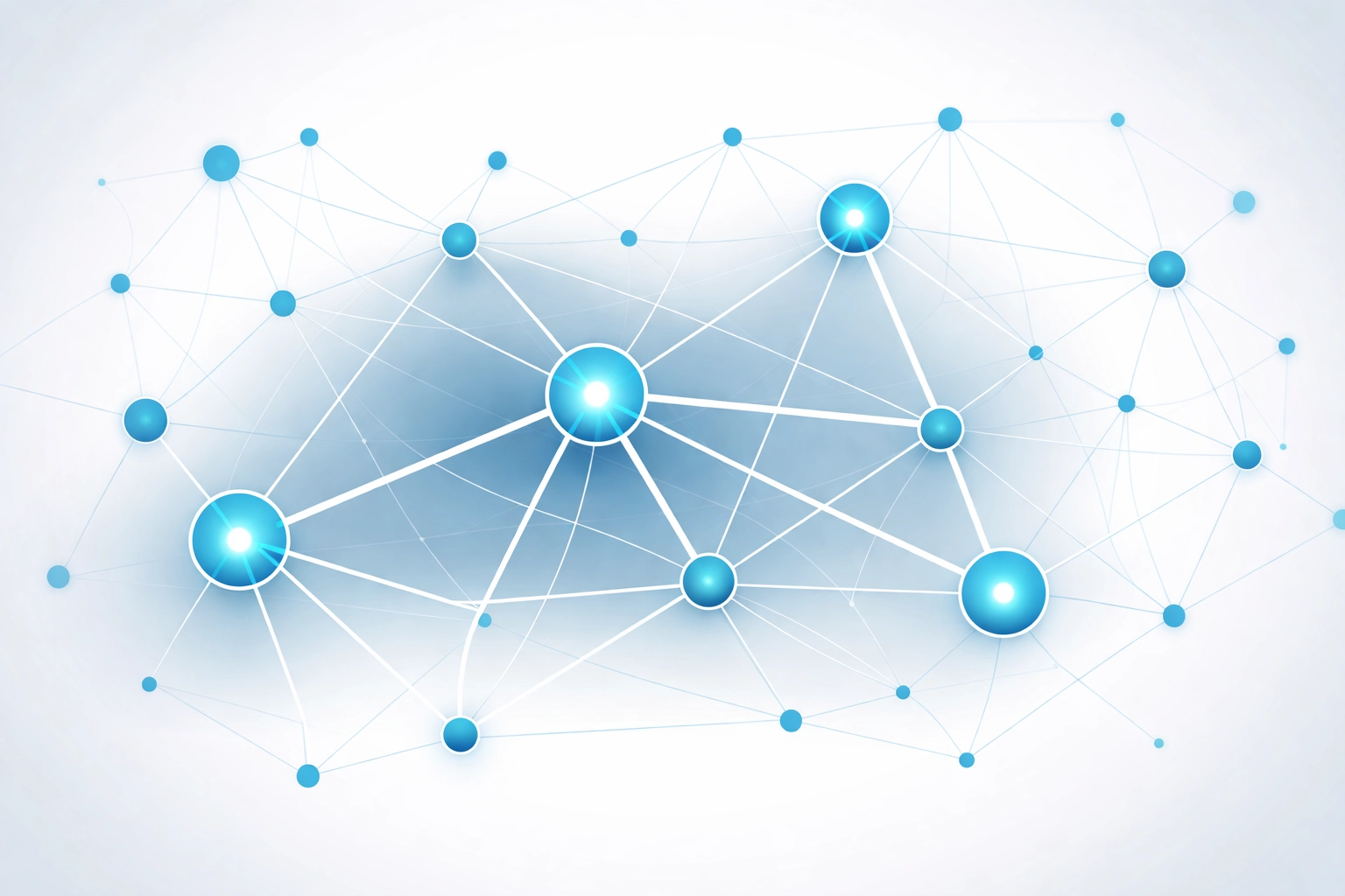 Network of interconnected nodes symbolizing building authority through smart internal and external linking for SEO