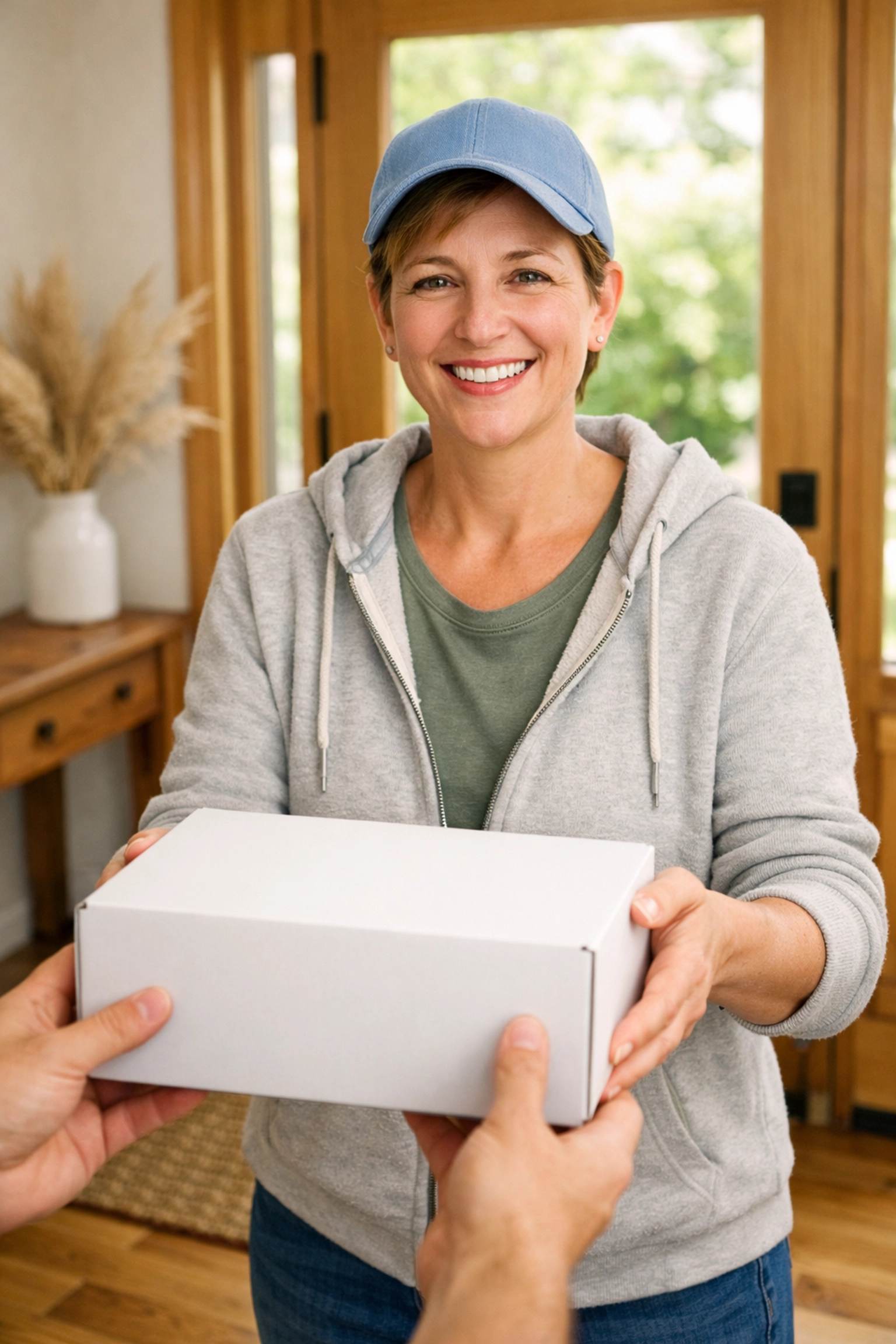 Patient receiving a discrete home delivery of prescribed GLP-1 weight loss medication.