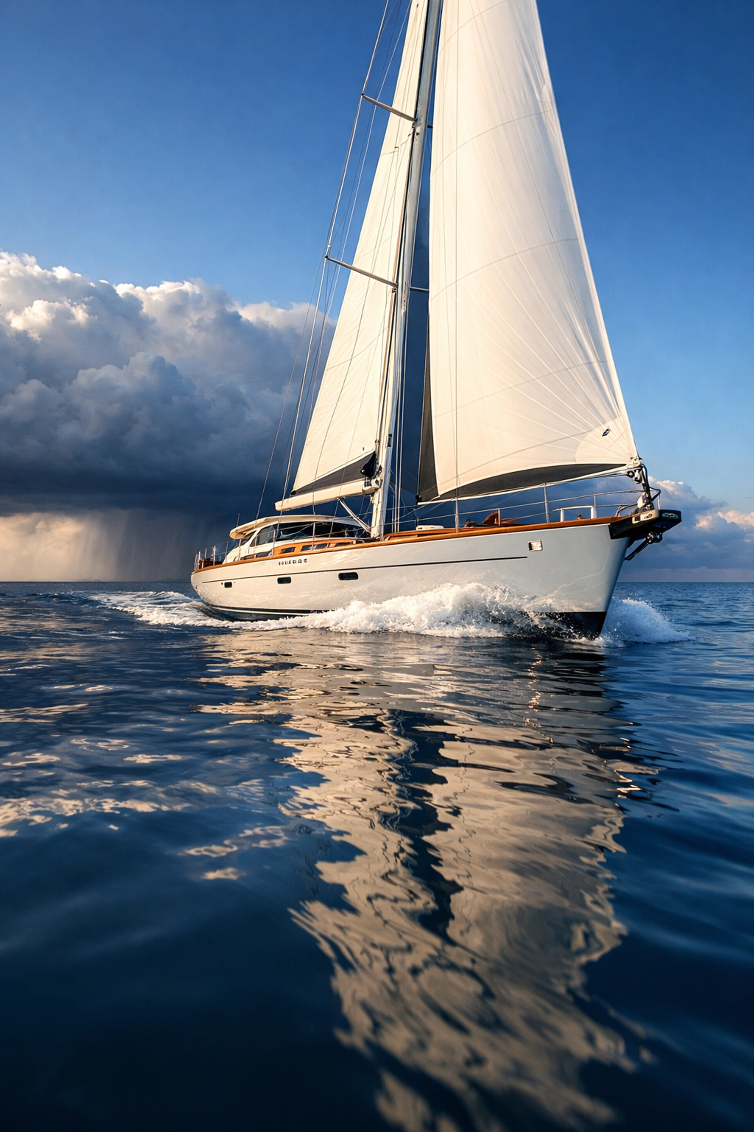 A yacht sailing calm waters symbolizing hedge fund risk mitigation and wealth preservation strategies.