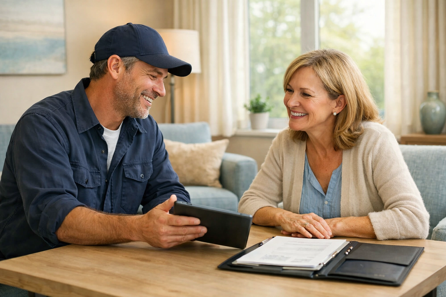 General contractor south florida discussing project financing and planning with a commercial client.