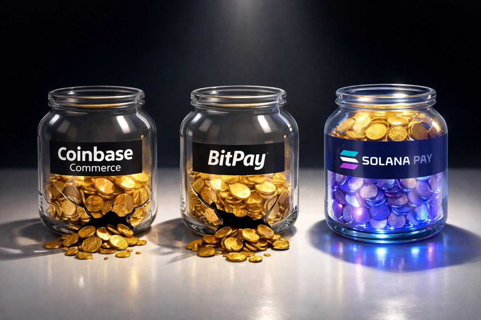 Crypto payment fee comparison showing NOWPayments and CoinPayments leaking fees vs Larecoin gas-only model