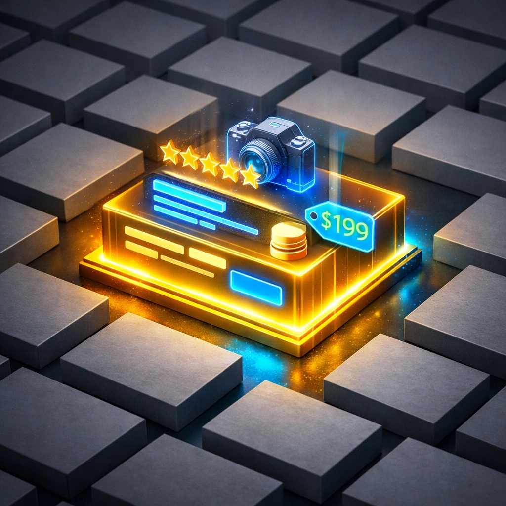 Google search result with rich snippets featuring star ratings and product price for higher click-through rates.