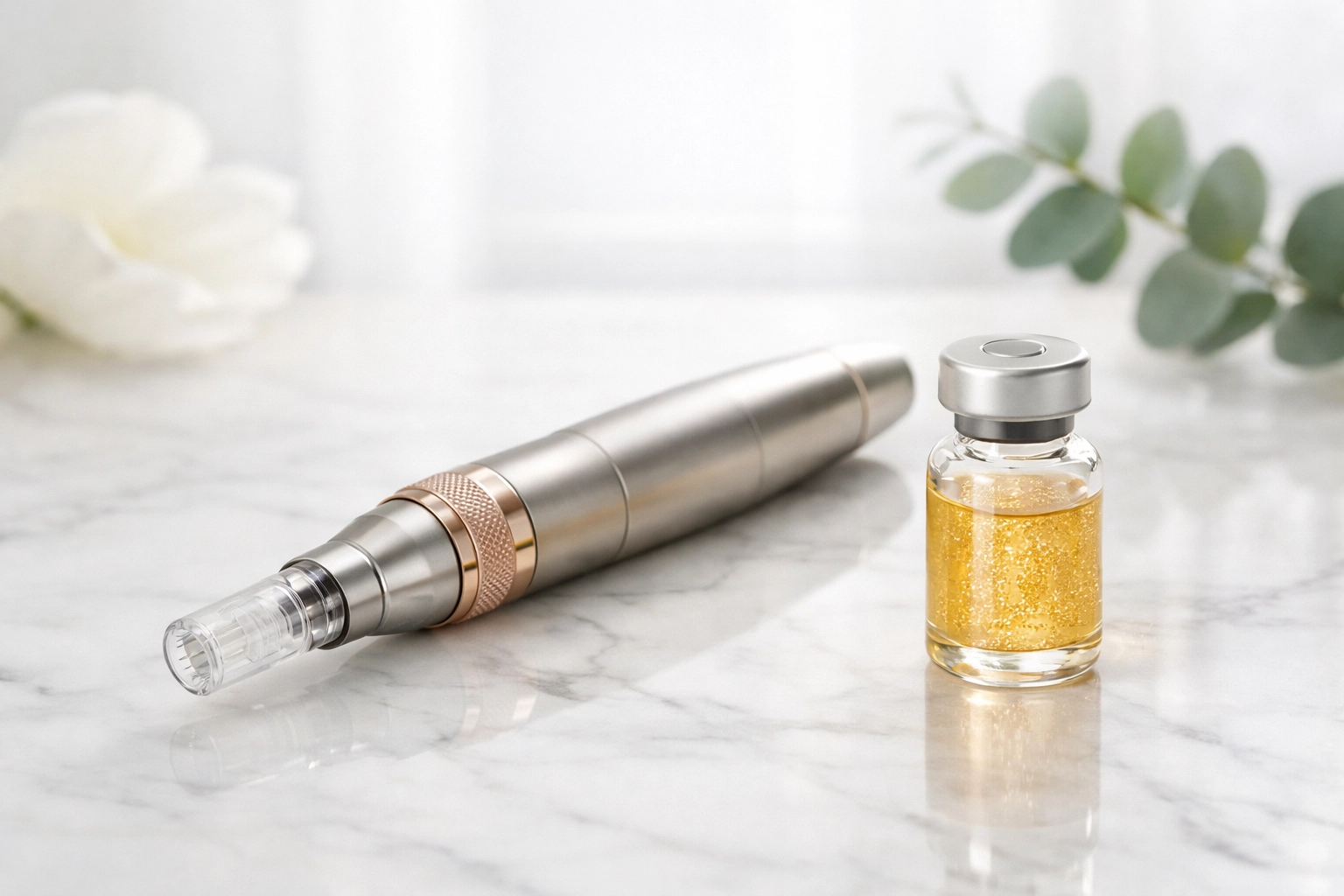 Collagen induction therapy tools for microneedling treatments at a Woodbury medical aesthetics spa.