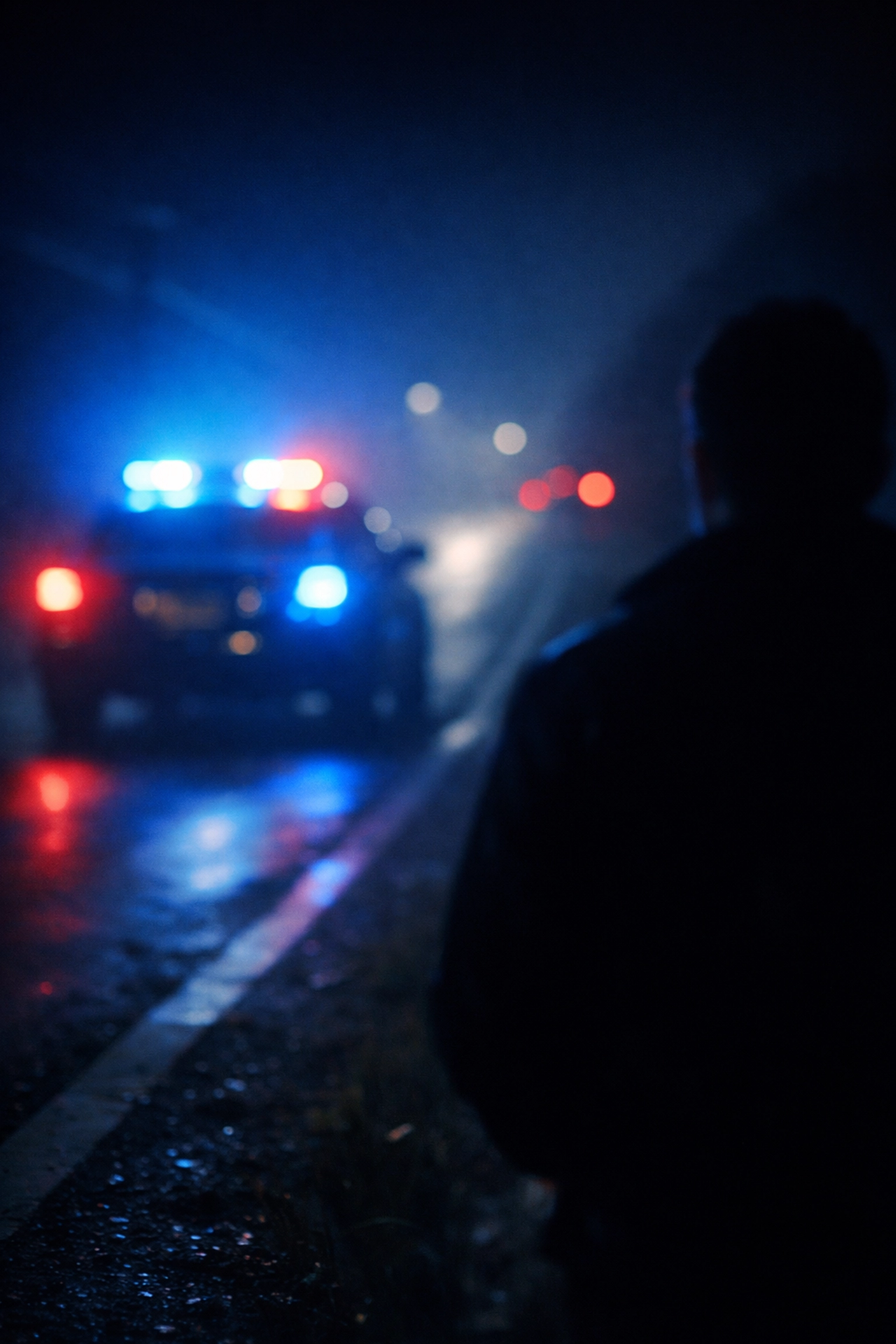 Nighttime DUI traffic stop scene on Virginia Beach roadside