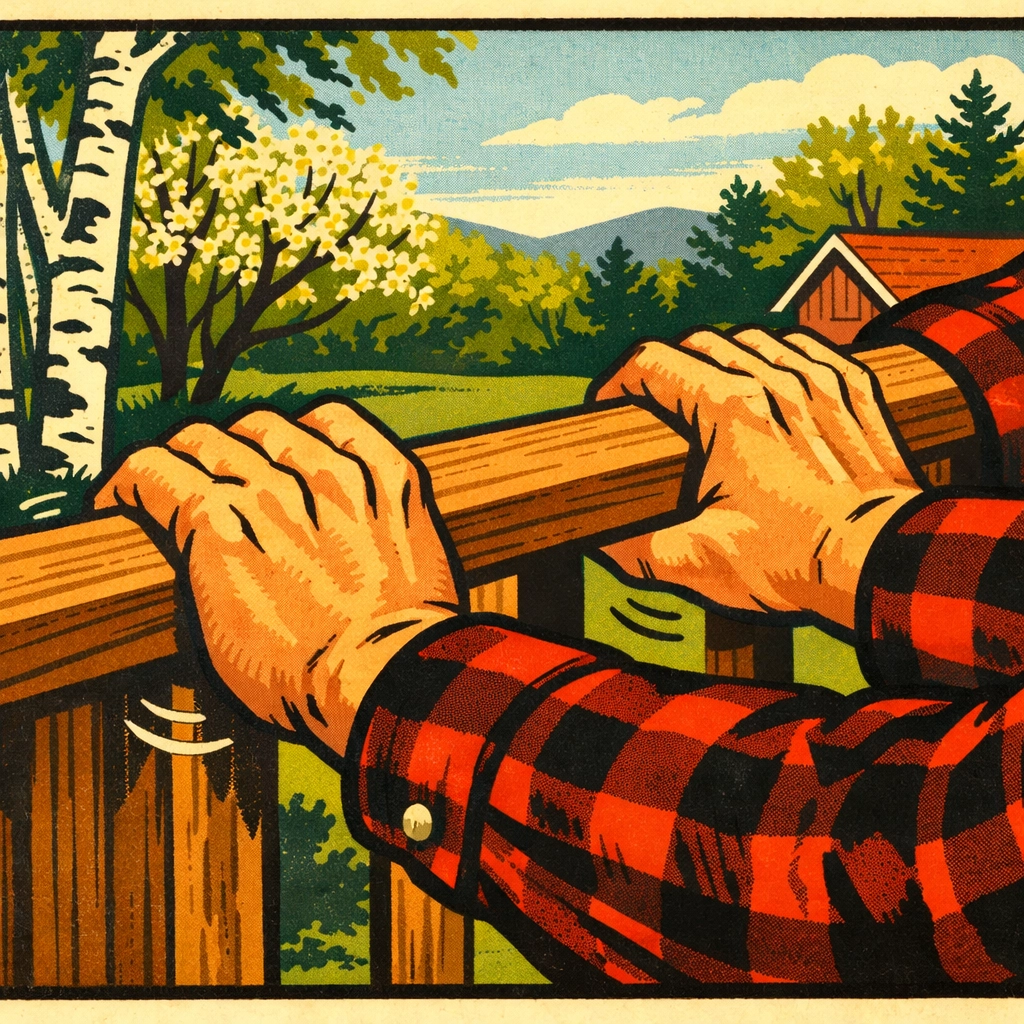 Handyman checking for a loose deck railing to ensure safety for a New Hampshire home.