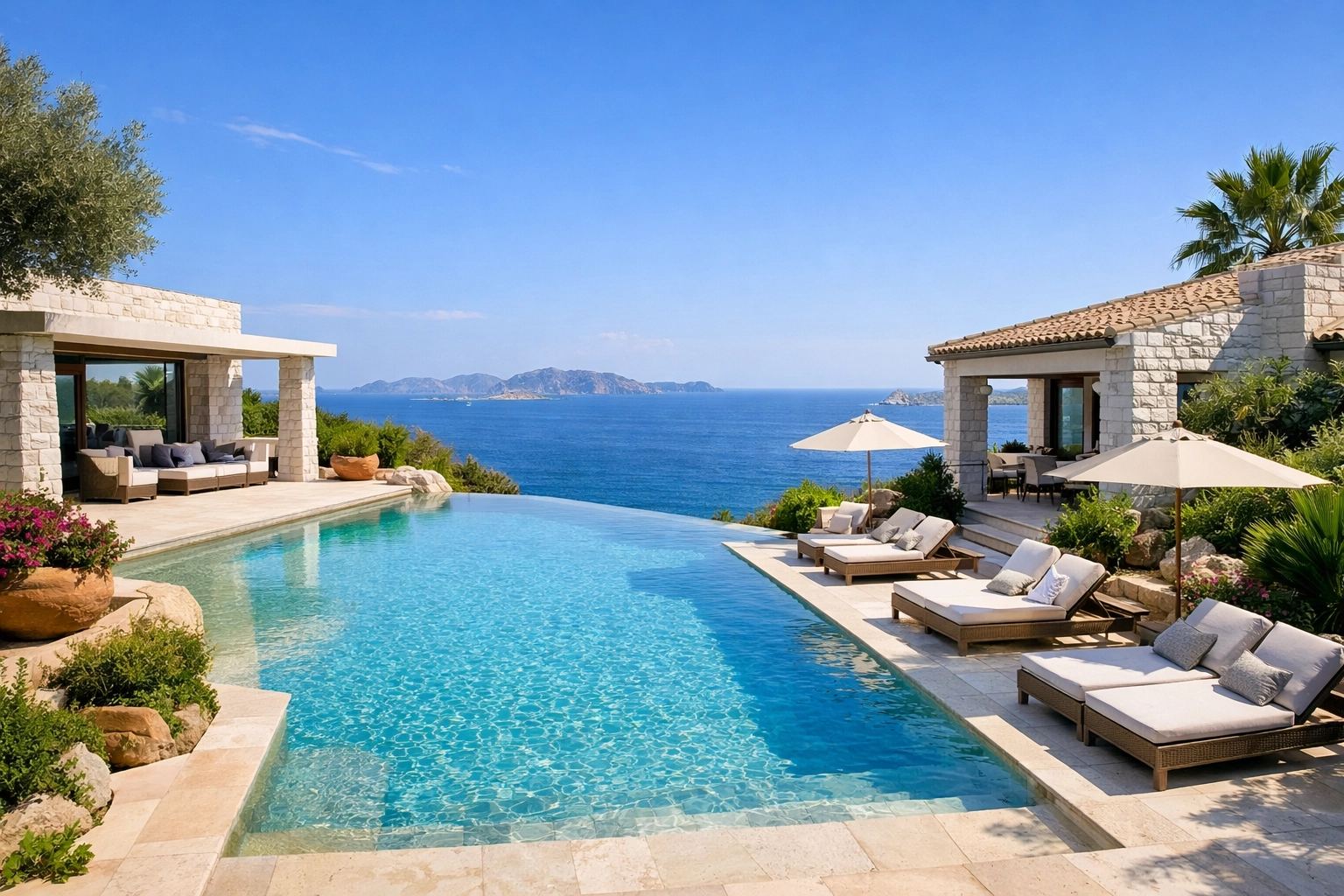 Luxury villa with infinity pool in Sardinia overlooking the sea