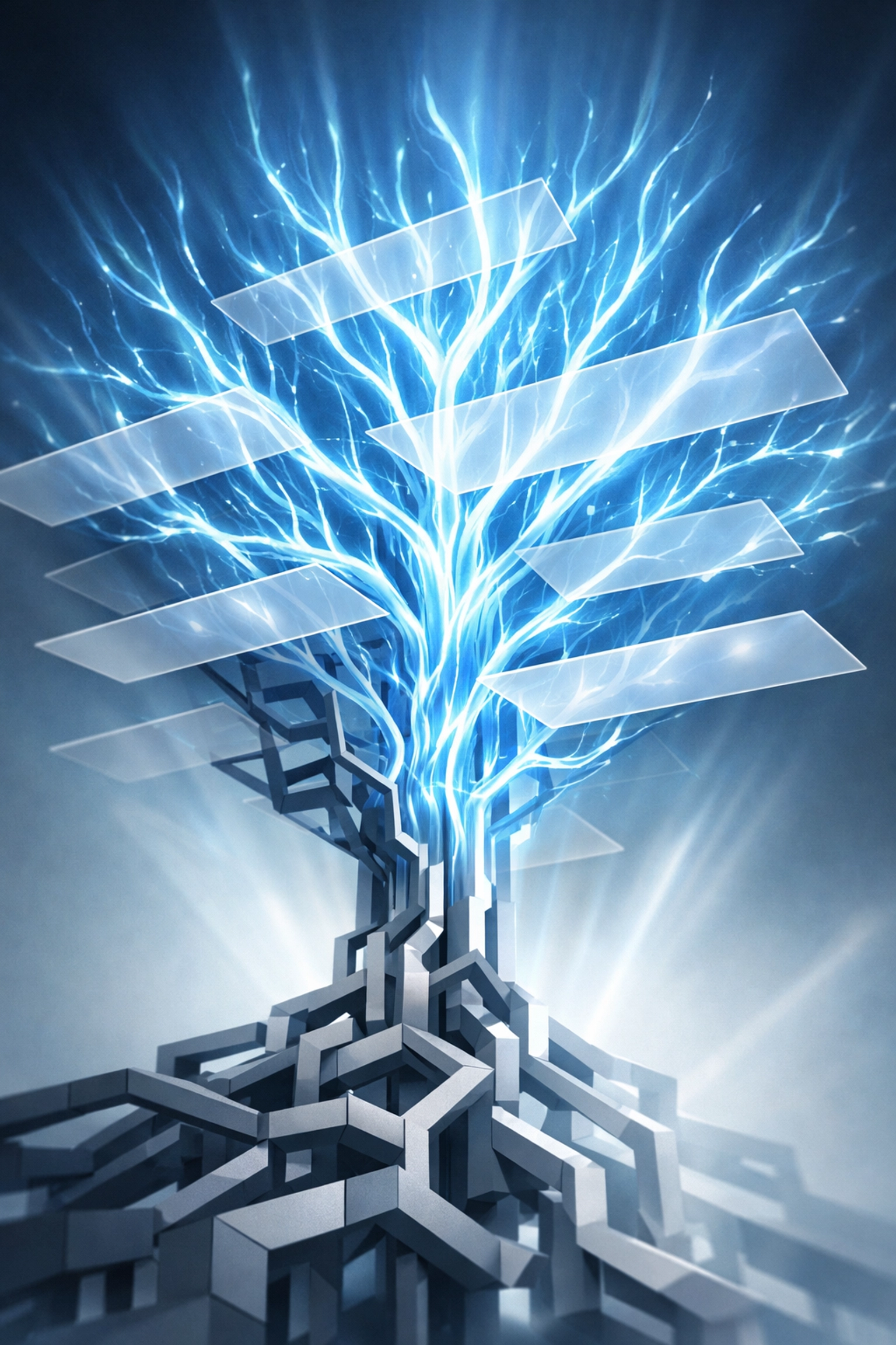 AI decision tree with policy constraints showing adaptive workflow automation framework