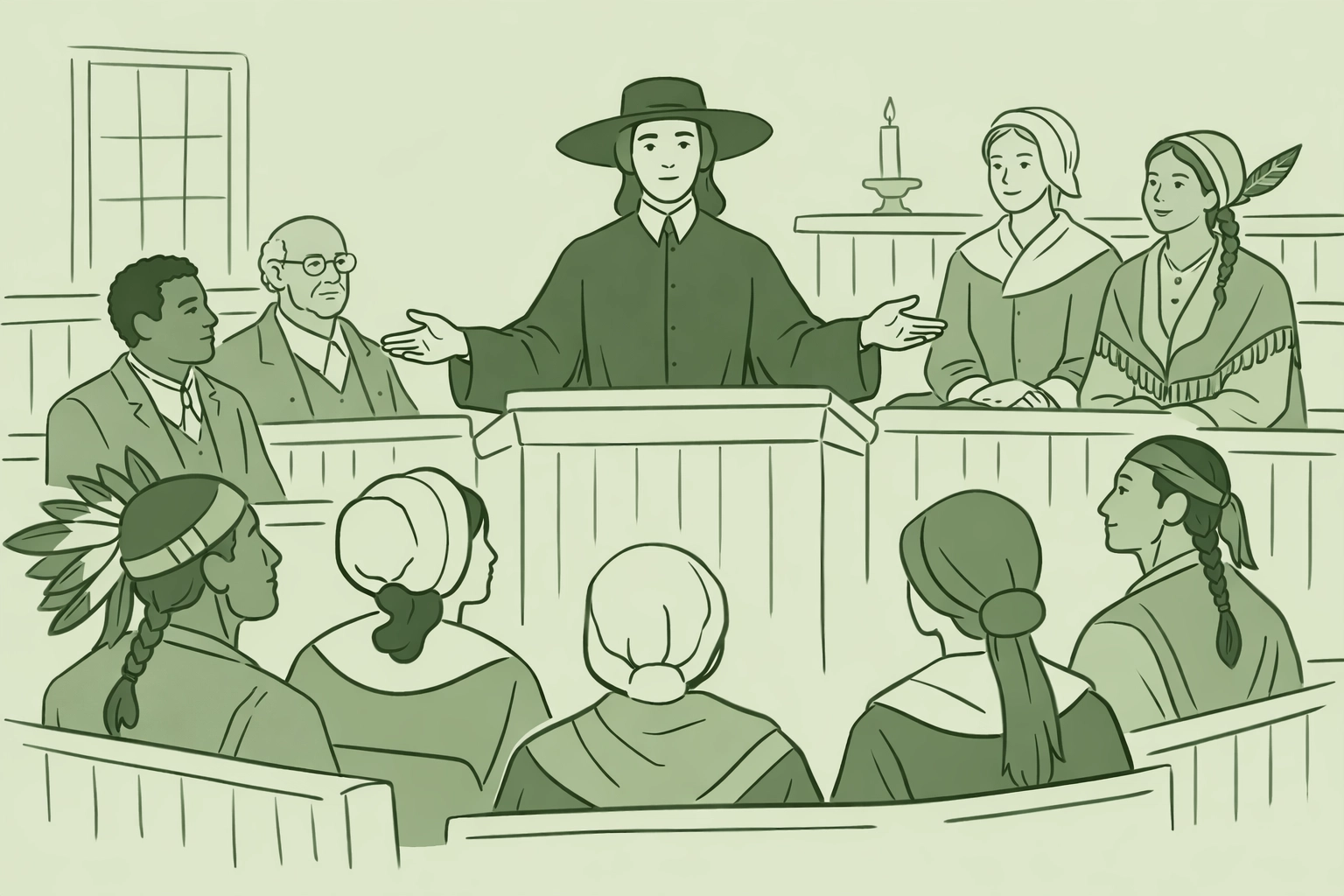 Integrated congregation of the Society of Universal Friends including Black members and women leaders