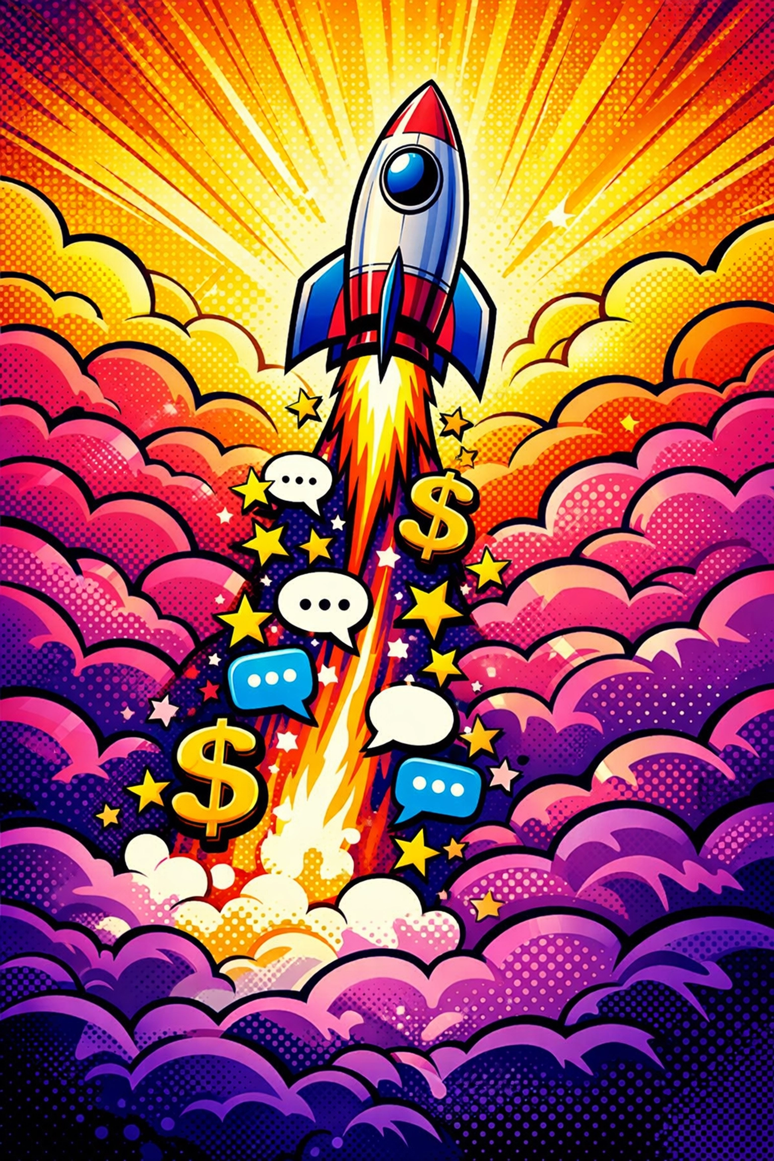 Business growth rocket powered by AI automation competitive edge and scalable technology