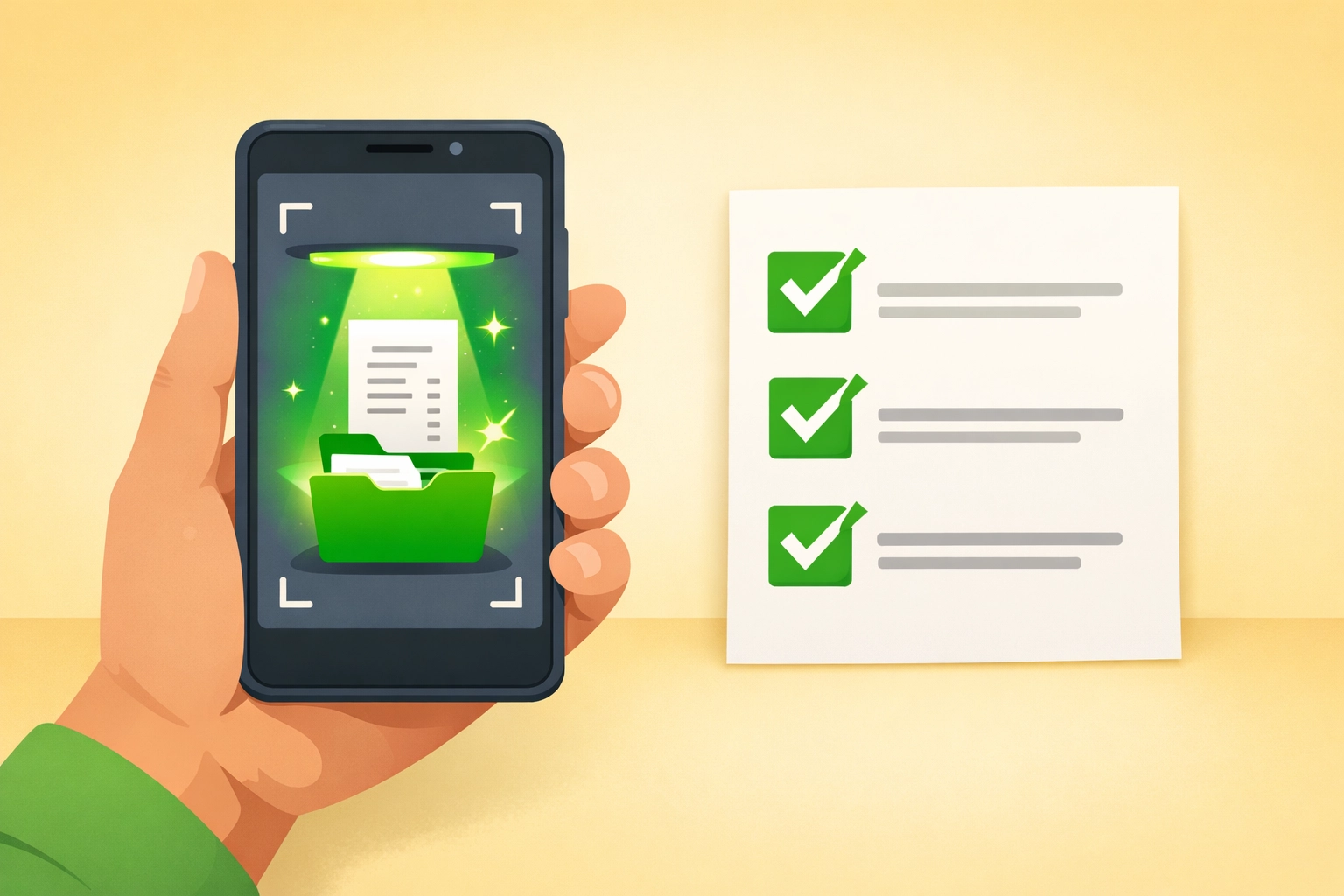 Using a smartphone to scan receipts and organize documents for virtual tax preparation.