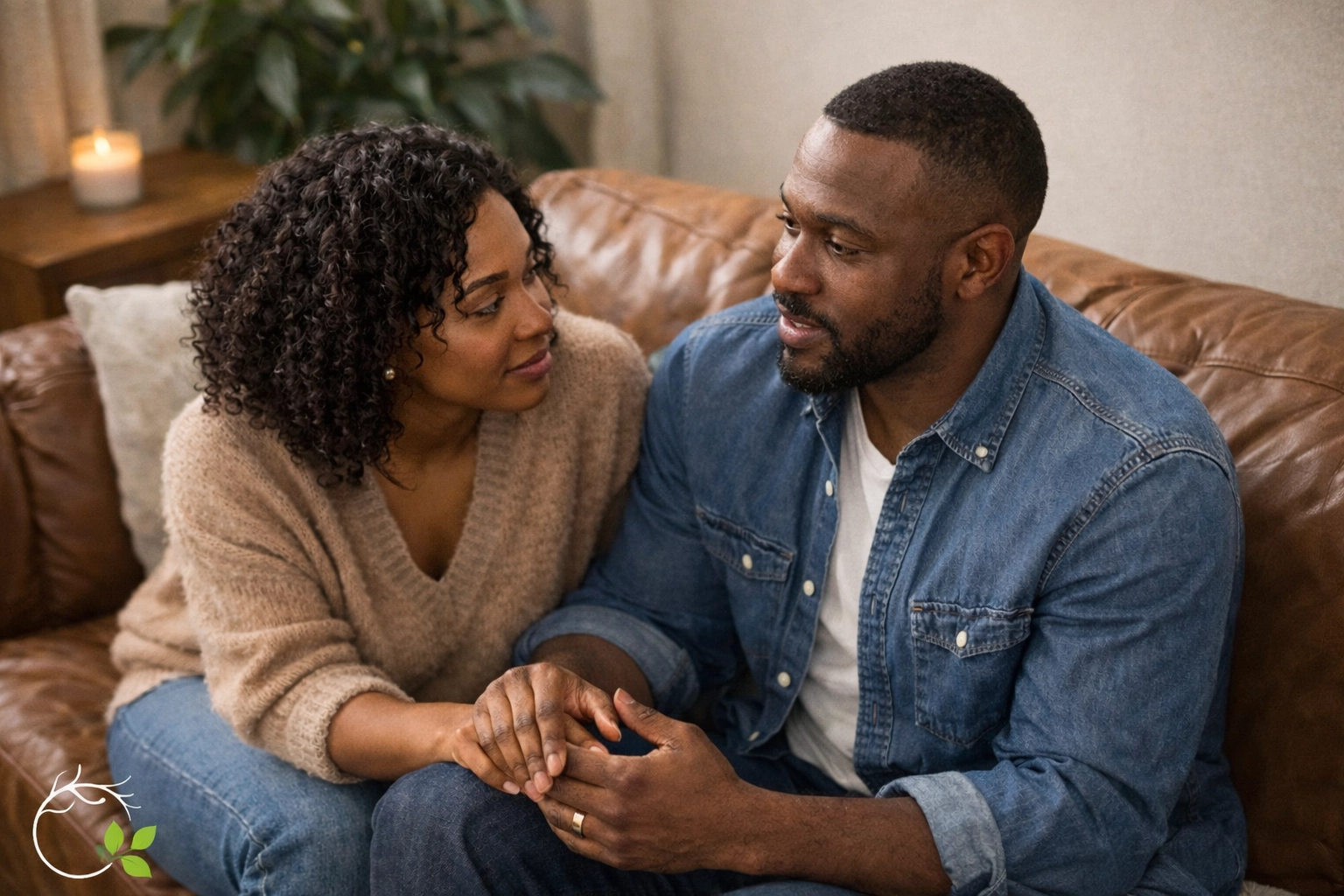 Black couple building trust through open communication in therapy session