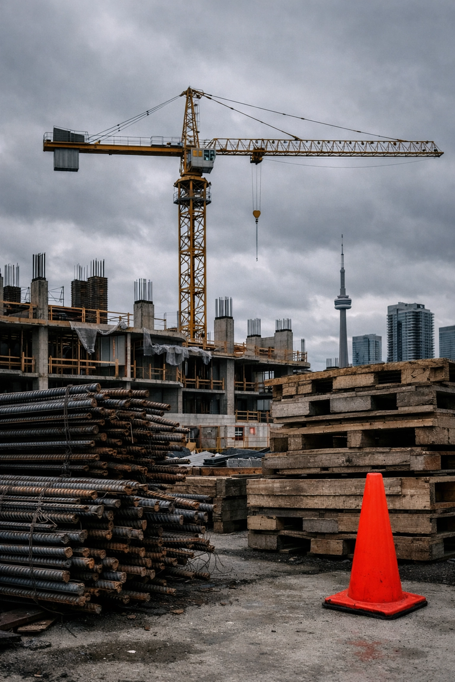 Stalled residential construction site in Toronto illustrating interest rate impacts on the housing market.