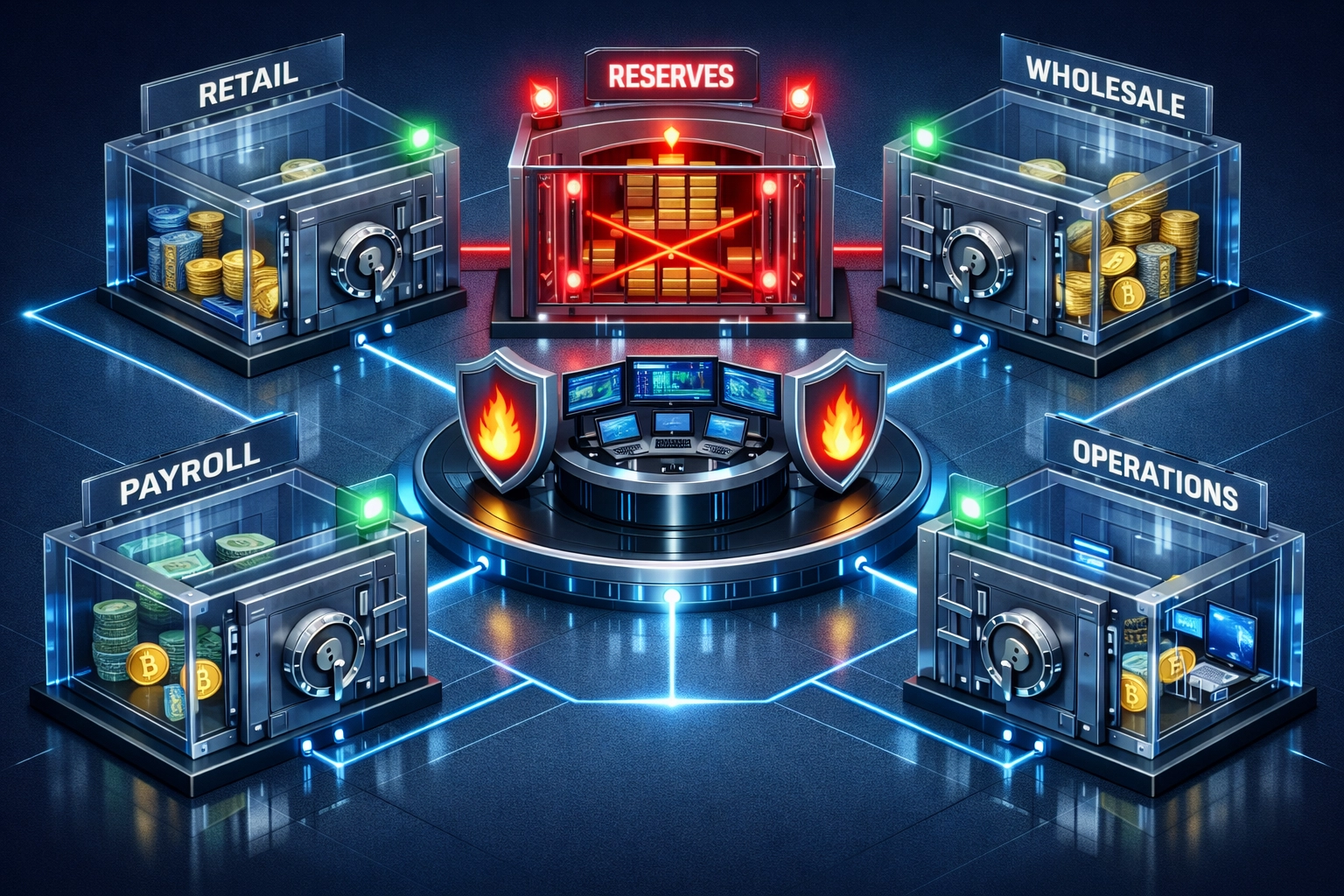 Sub-wallet isolation system with separate compartments for business functions