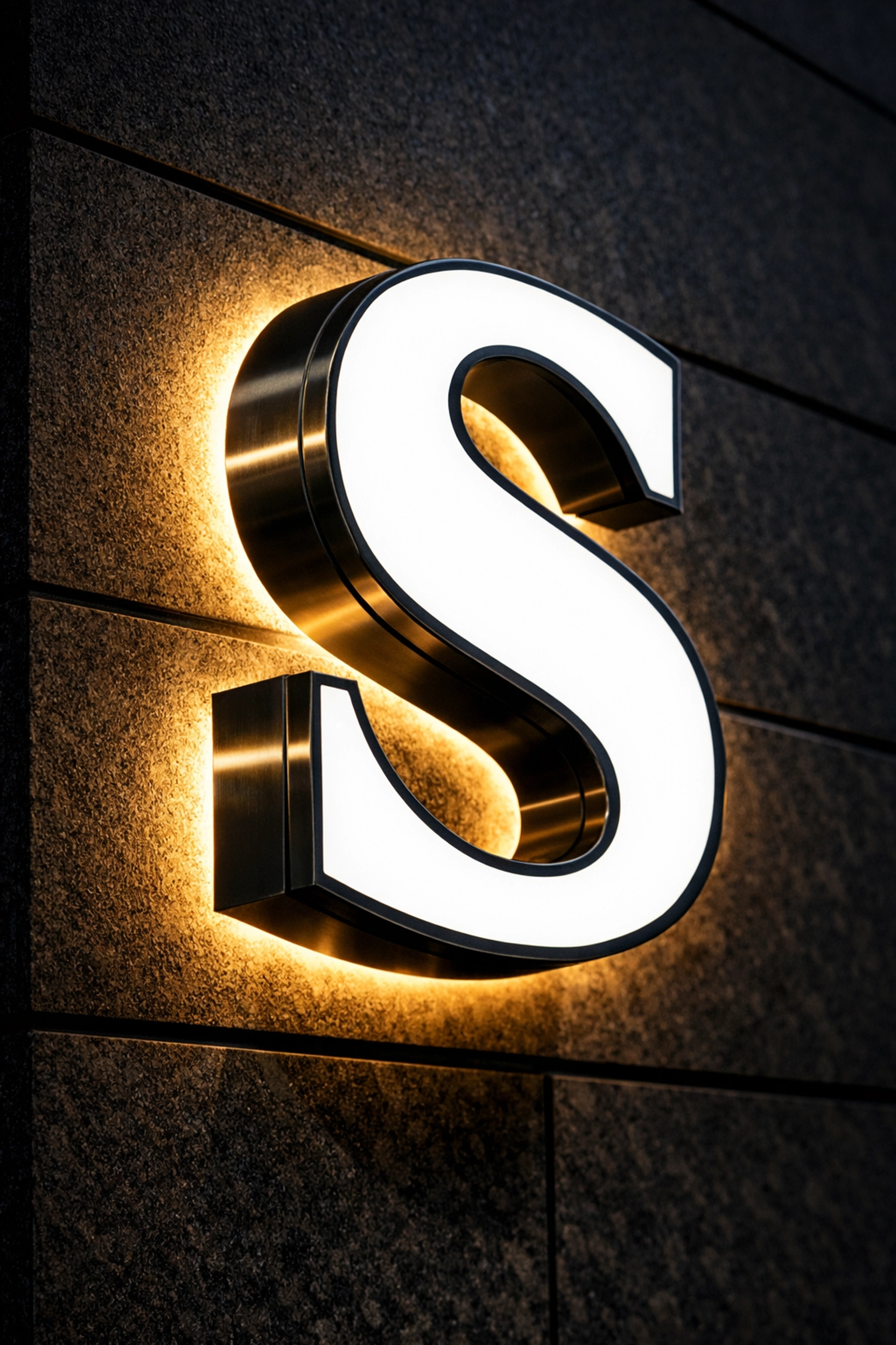 Sophisticated halo-lit channel letter sign on a modern DFW business exterior.