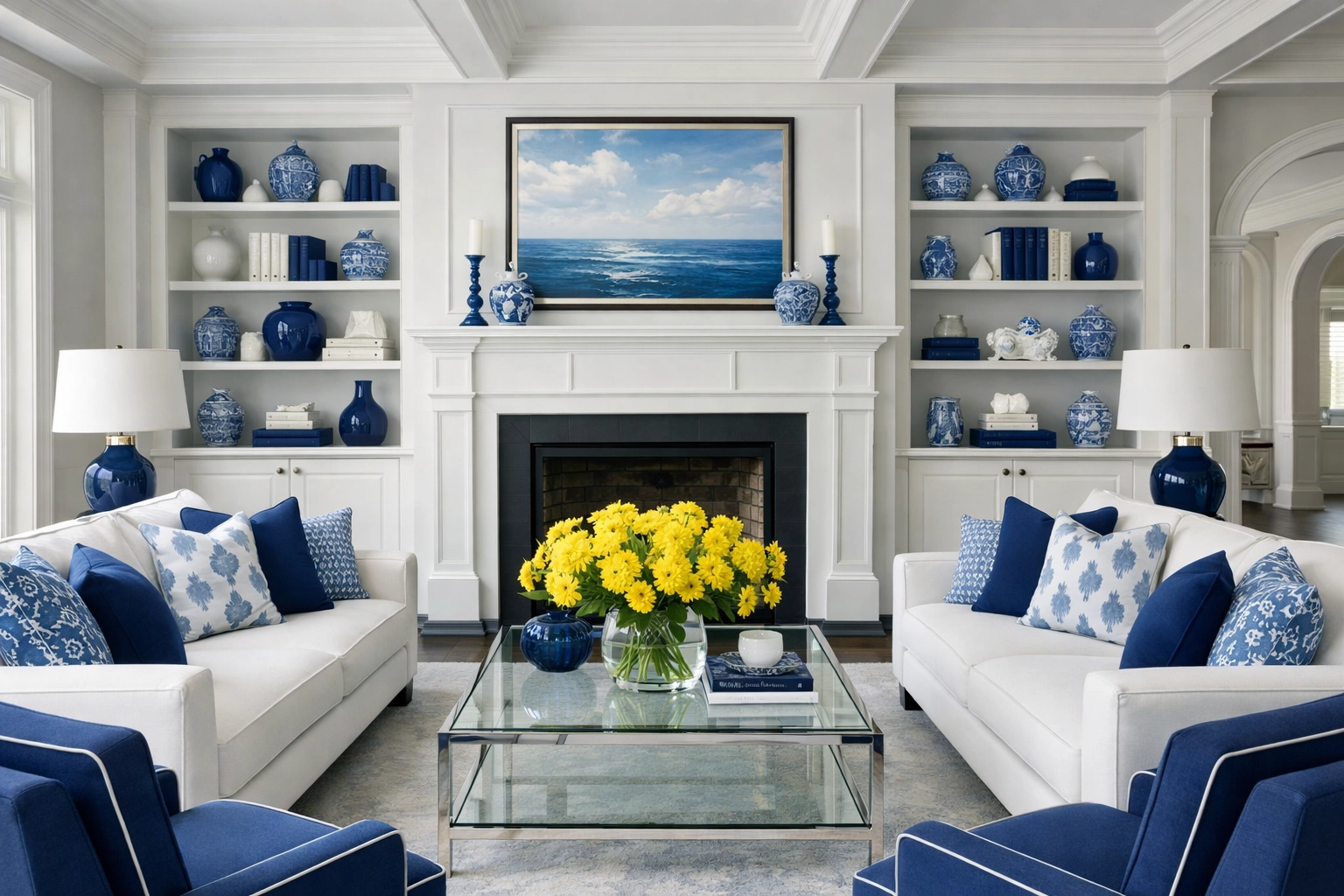 A beautifully organized living room maintained by a House Cleaning Westford professional schedule.