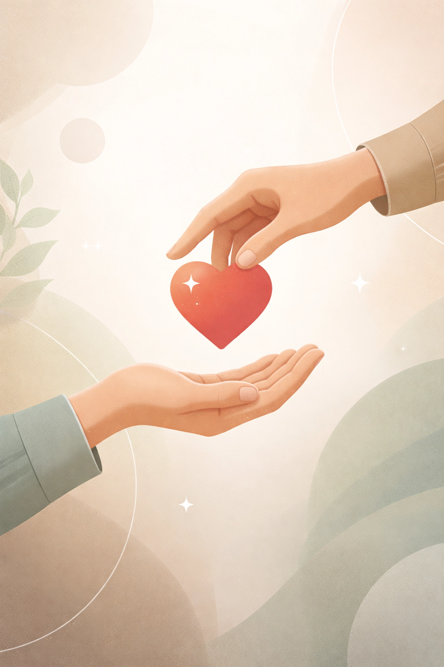 Hands exchanging a heart symbol illustrating qualified charitable distributions in retirement planning
