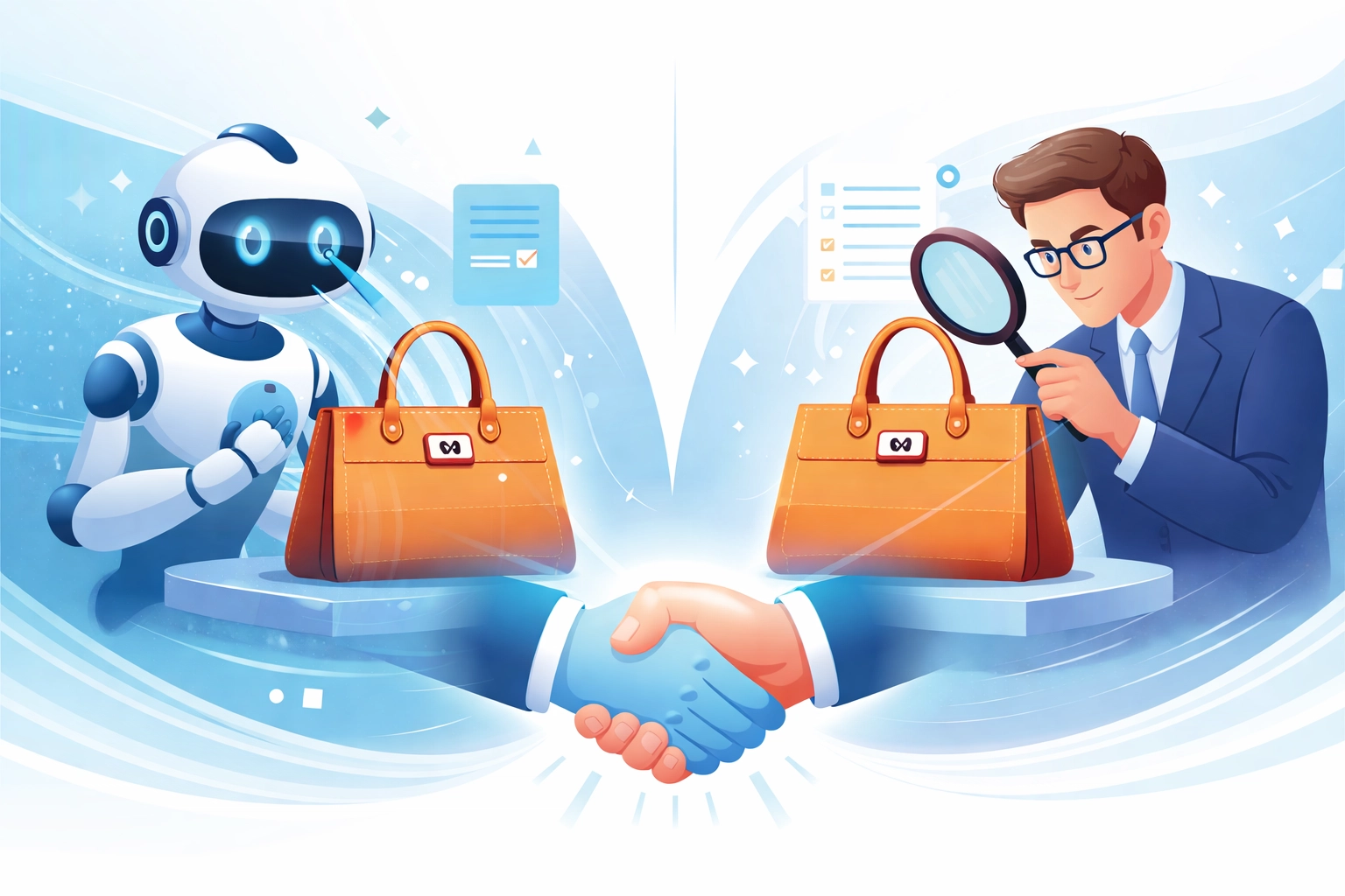 Daisy AI and human experts working together to authenticate luxury handbags