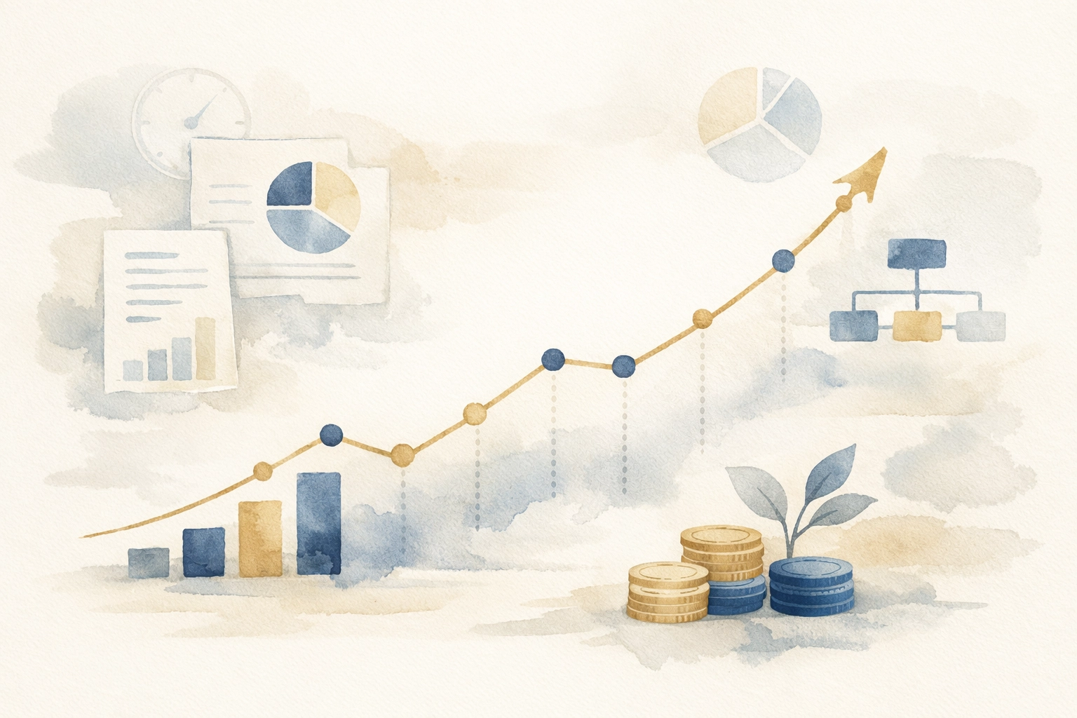 Business financial growth chart showing KPI tracking and strategic planning