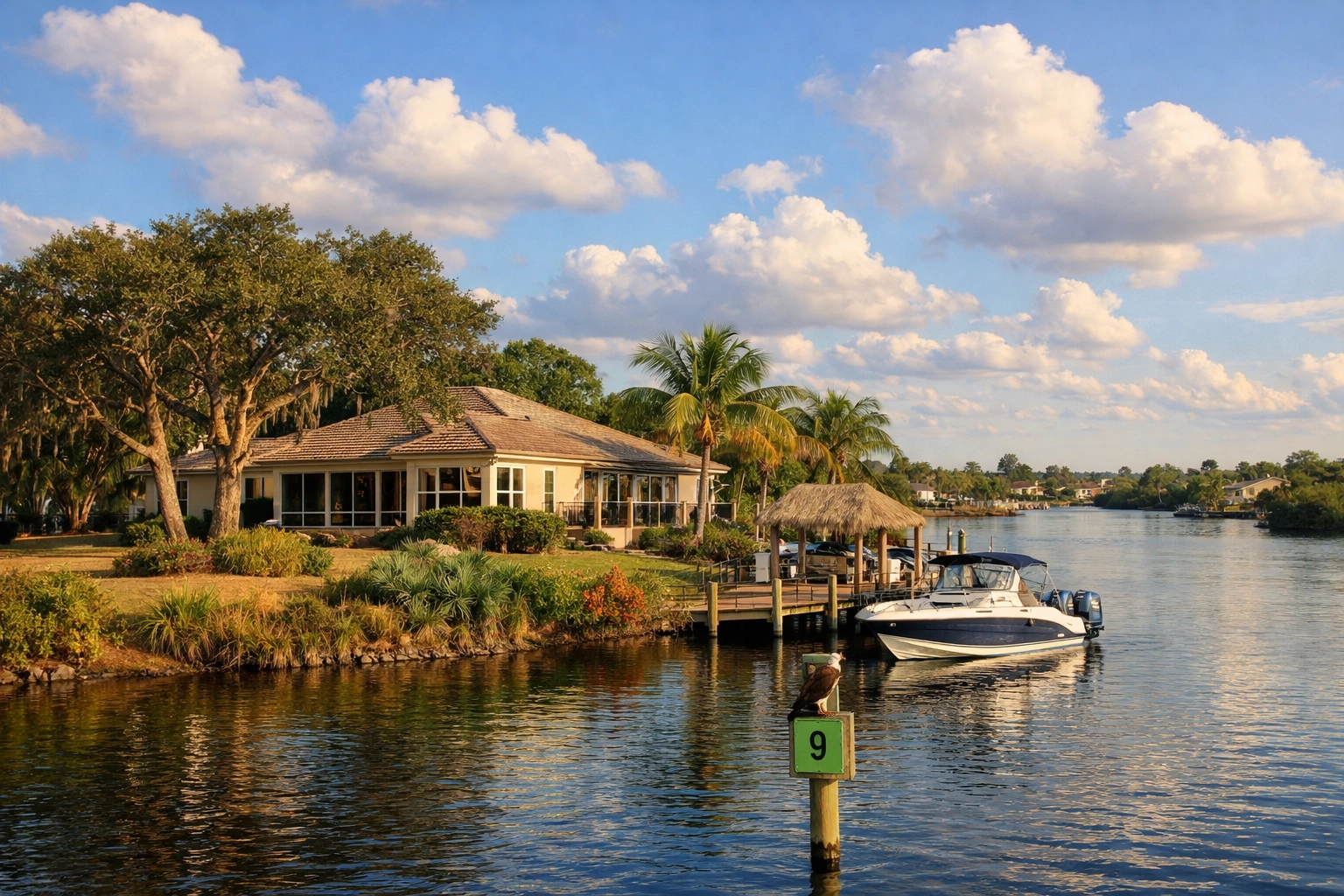 Southwest Cape Coral waterfront canal home with private dock and boat in hidden gem neighborhood