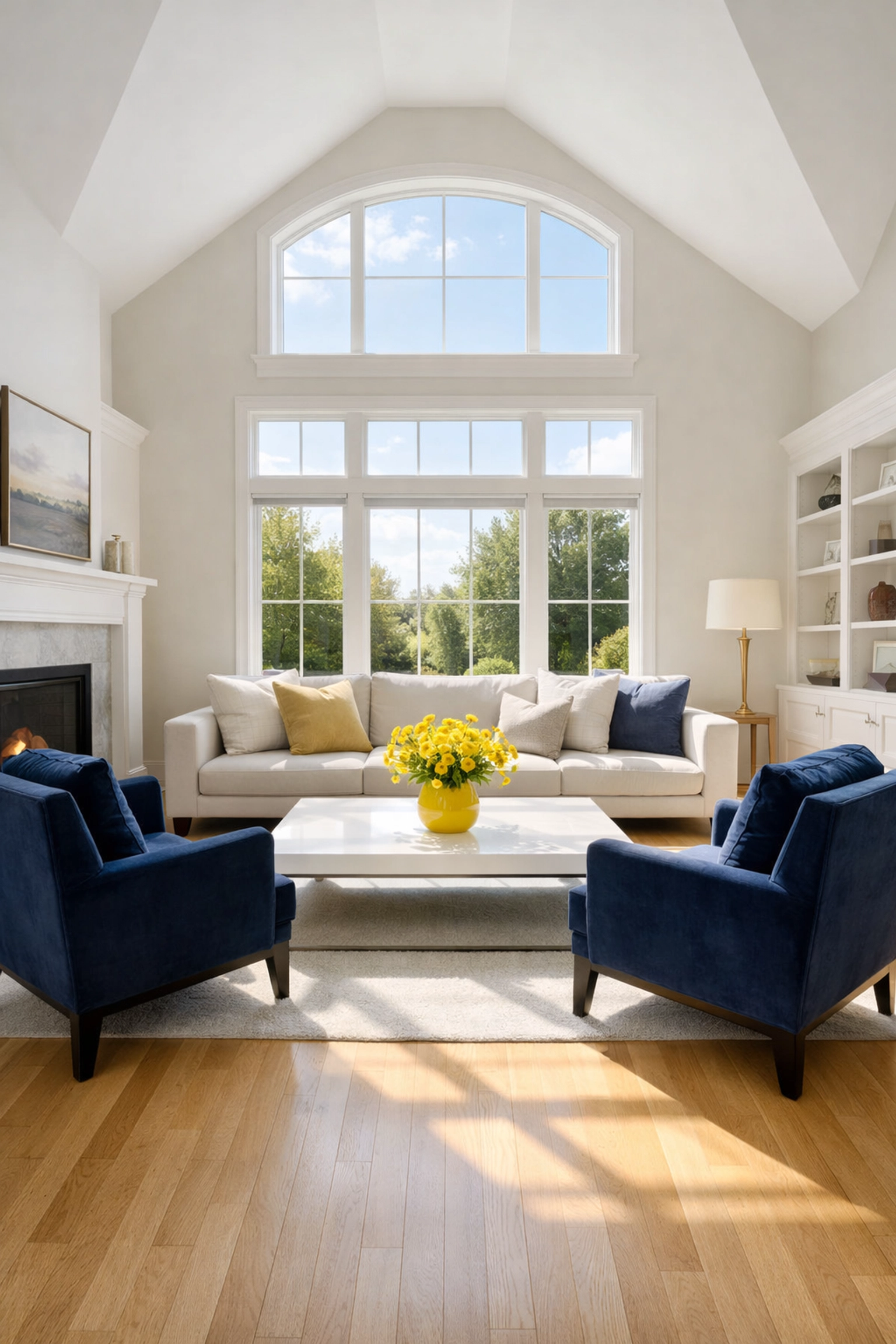 A spotless living room in Milford showcasing the results of a professional deep cleaning session.