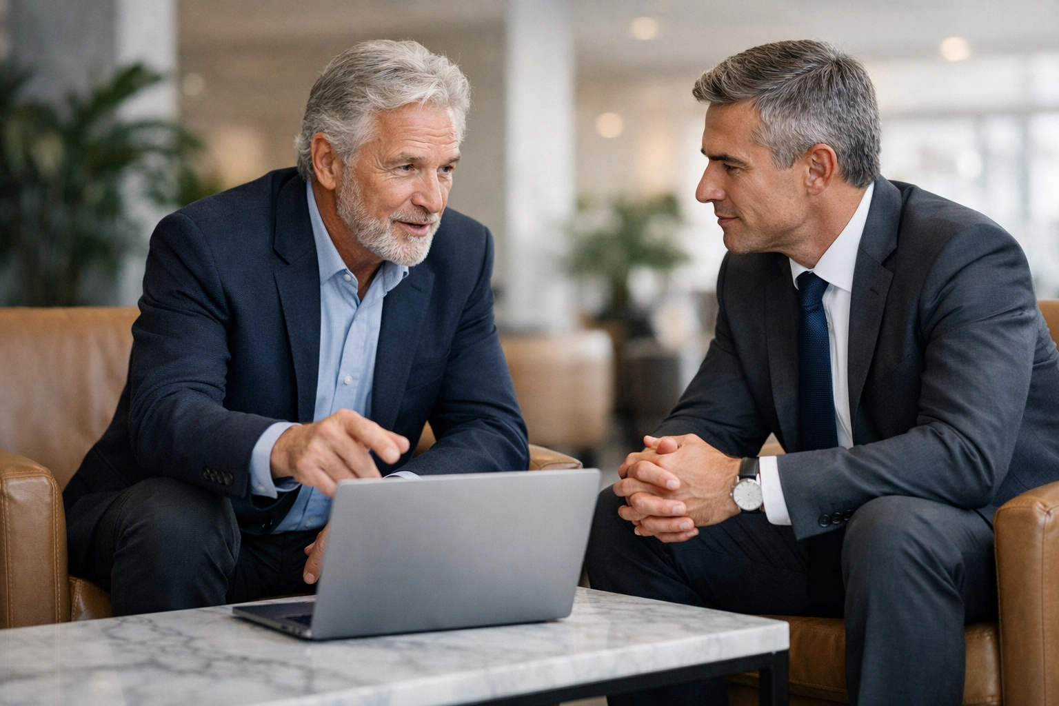 ServiceNow consulting services expert discussing ITOM and ITAM strategies with a business executive.