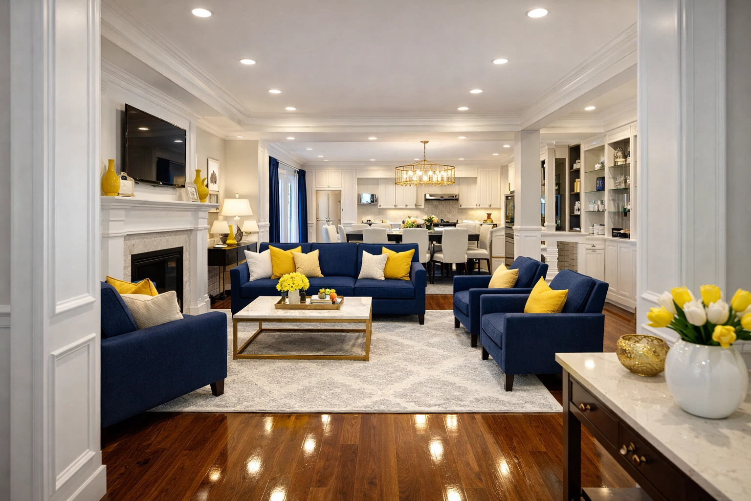 A perfectly organized and spotless open-concept home in Shrewsbury after professional house cleaning.