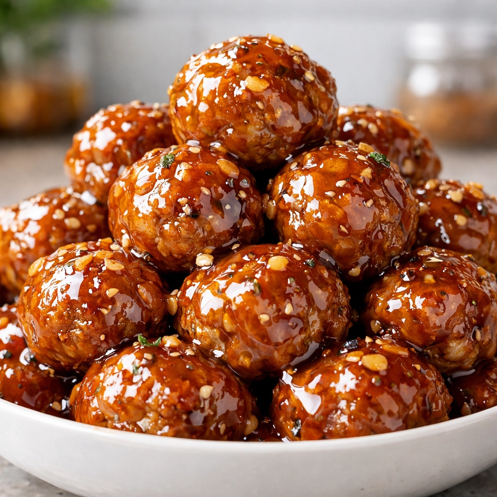 Sweet and savory 5-ingredient honey garlic meatballs, an ideal recipe for a fast easy weeknight dinner.