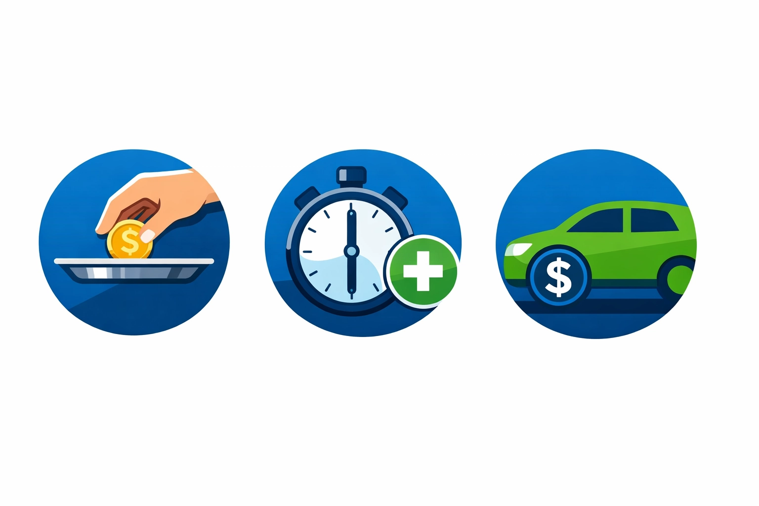 Icons for 2026 tax deductions including tips, overtime pay, and vehicle business expenses.
