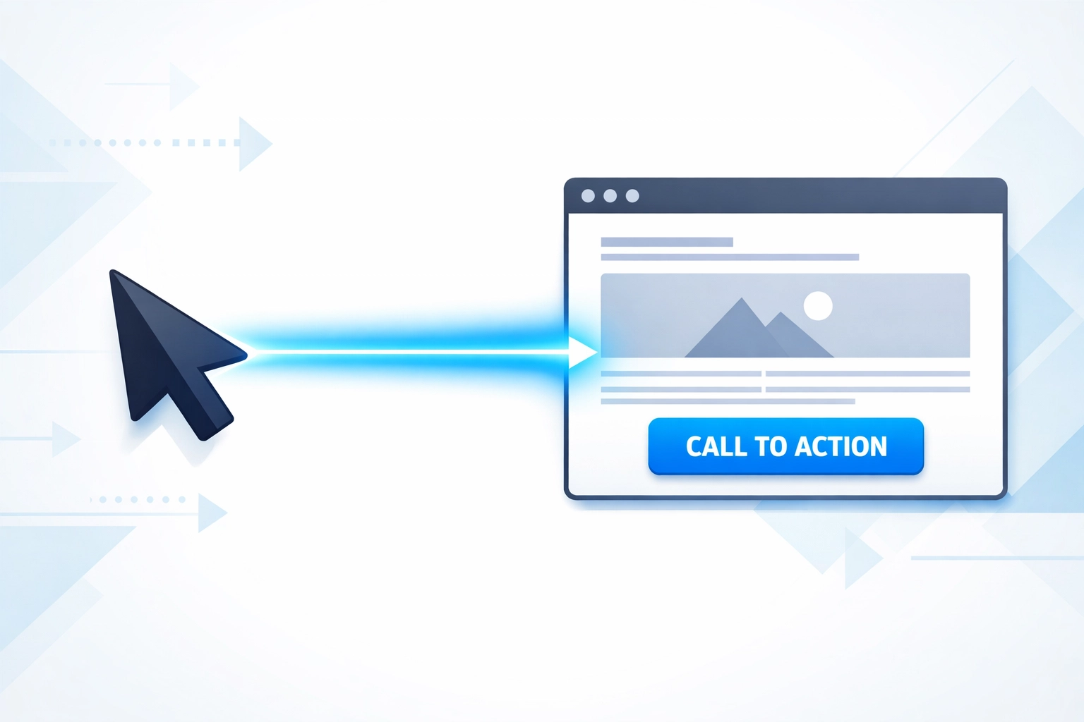 A direct path from a cursor to a website, illustrating high-converting landing pages for digital ads.