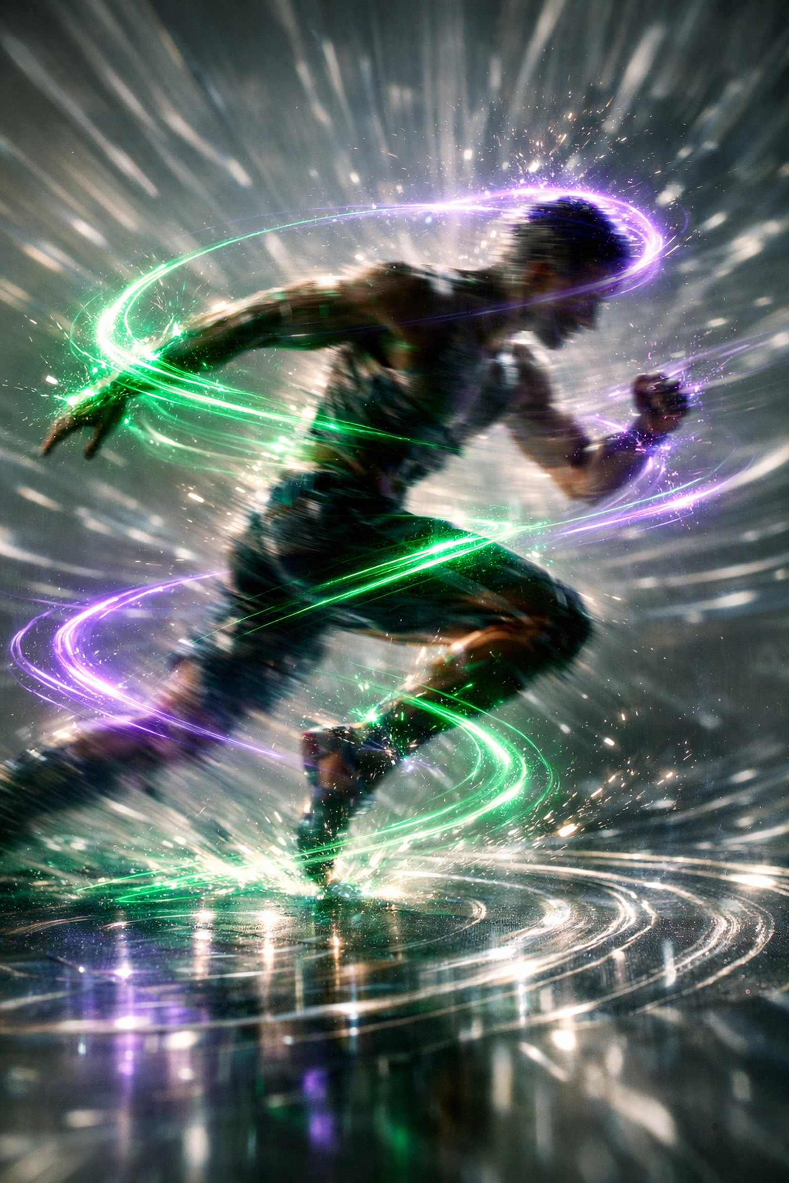 A figure in motion symbolizing nervous system regulation and physical energy discharge.