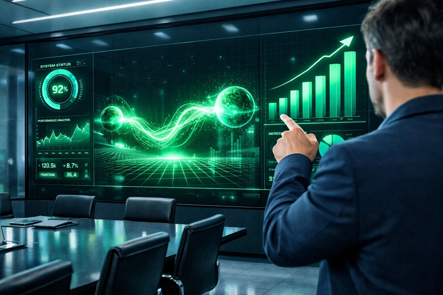 Digital energy dashboard showing real-time solar panel performance for a business.
