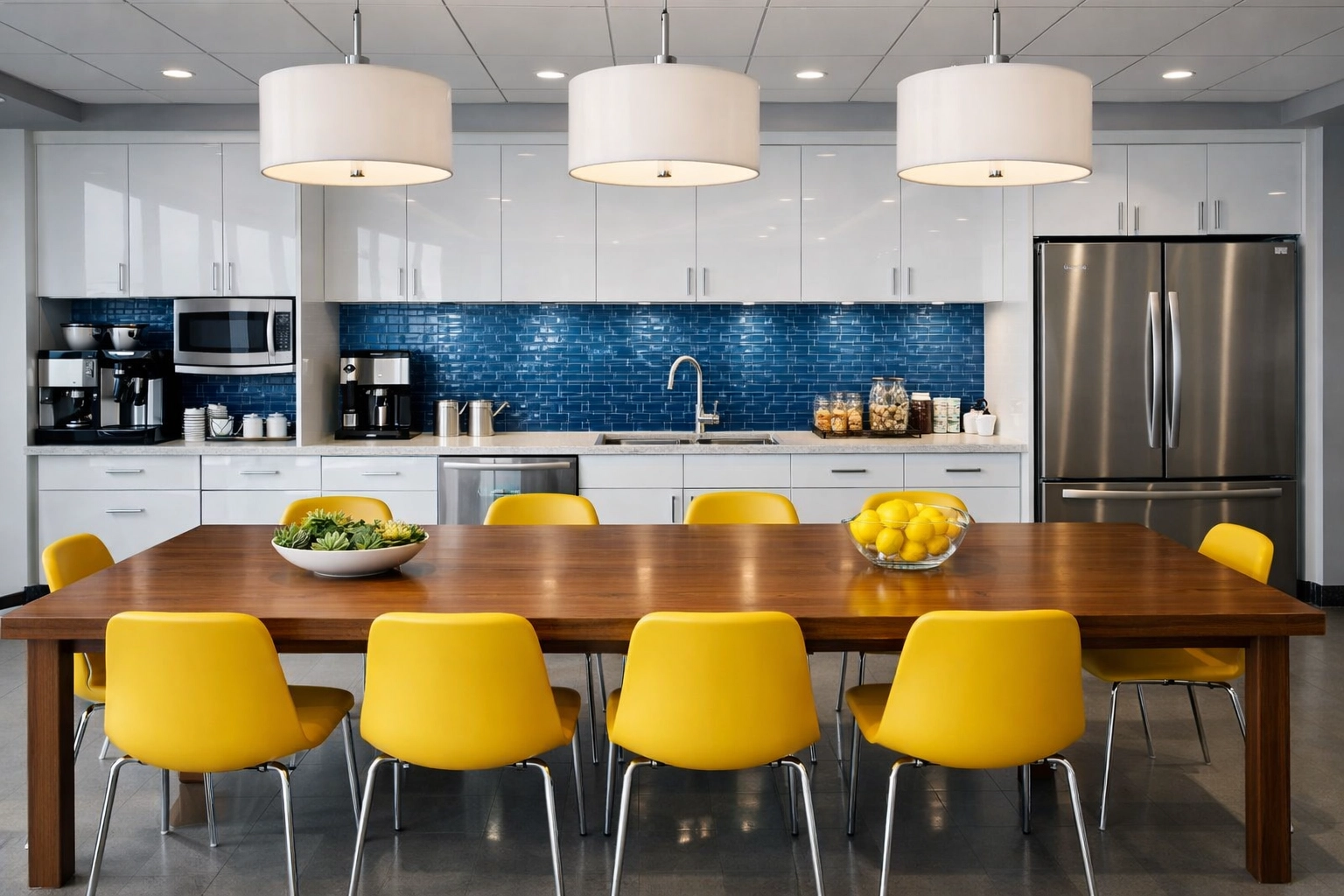 A sanitized office breakroom in Wayland with sparkling countertops and clean common areas for staff.