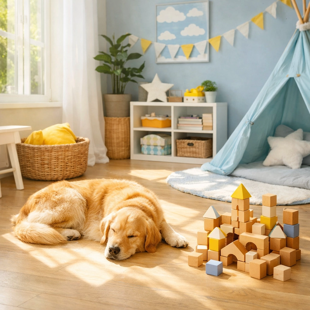 Sunlit Stow MA playroom with clean wood floors, safe for children and pets thanks to eco-friendly cleaning.