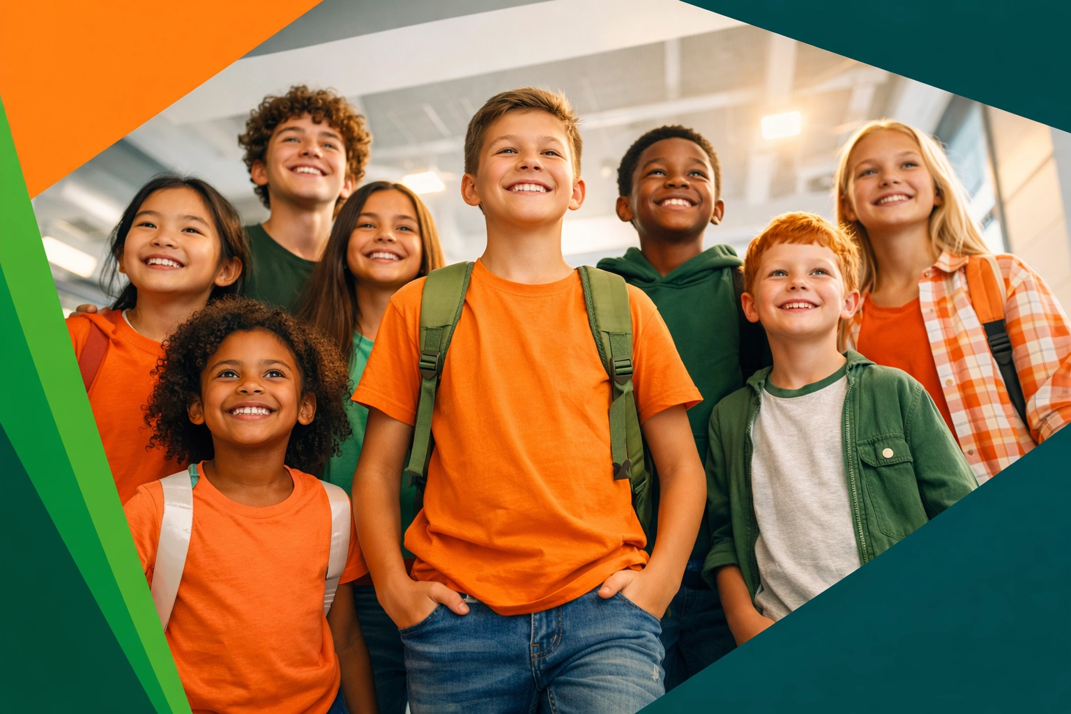 Diverse group of children and teens ready to learn essential life skills