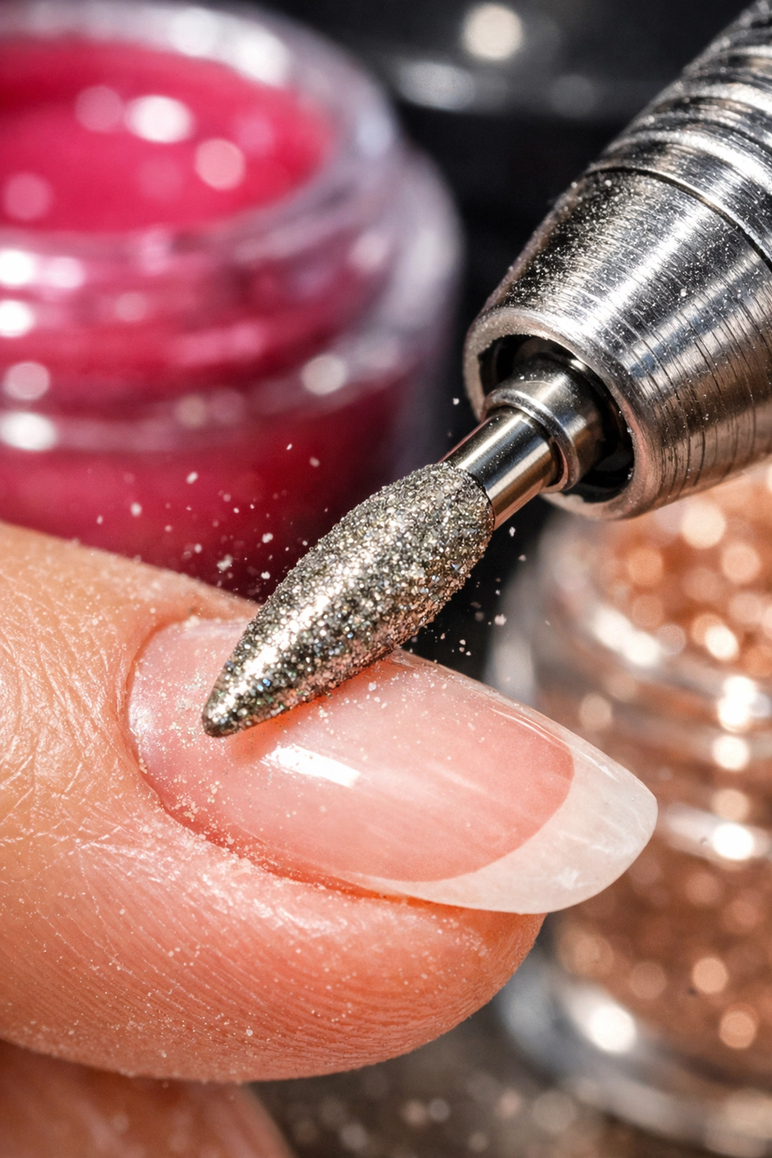 Professional E-file precision at one of the best nail salons that do Russian manicures near me.