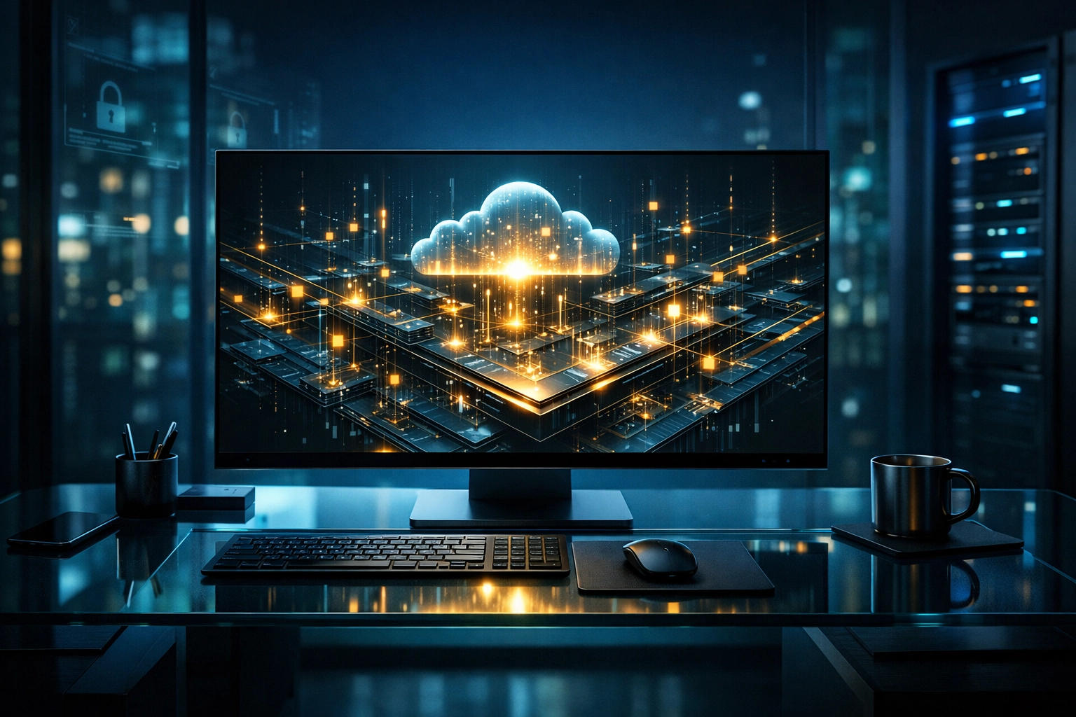 Secure cloud technology providing advanced financial data protection for online bookkeeping services.