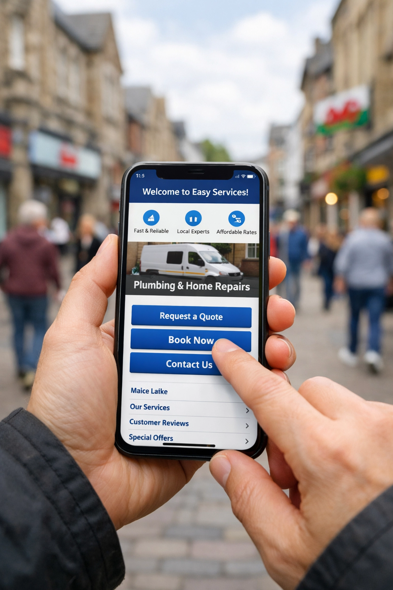 Fast-loading mobile website for a local business in Wrexham using local SEO services.